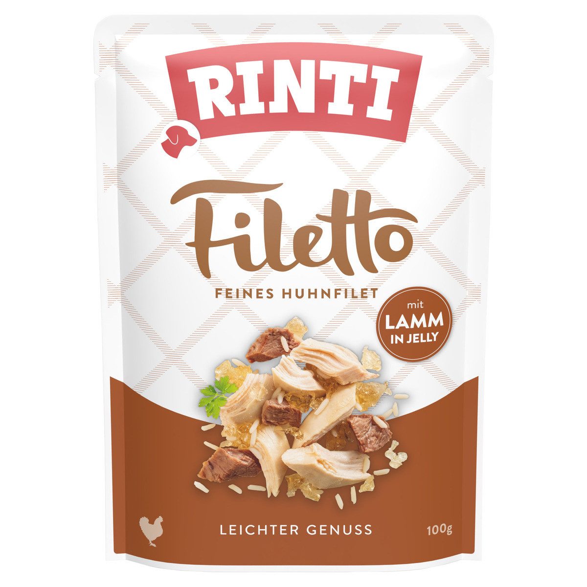 Rinti Filetto Jelly mit Huhn & Lamm 100 g - 24 Stück, Nassfutter für: Hund