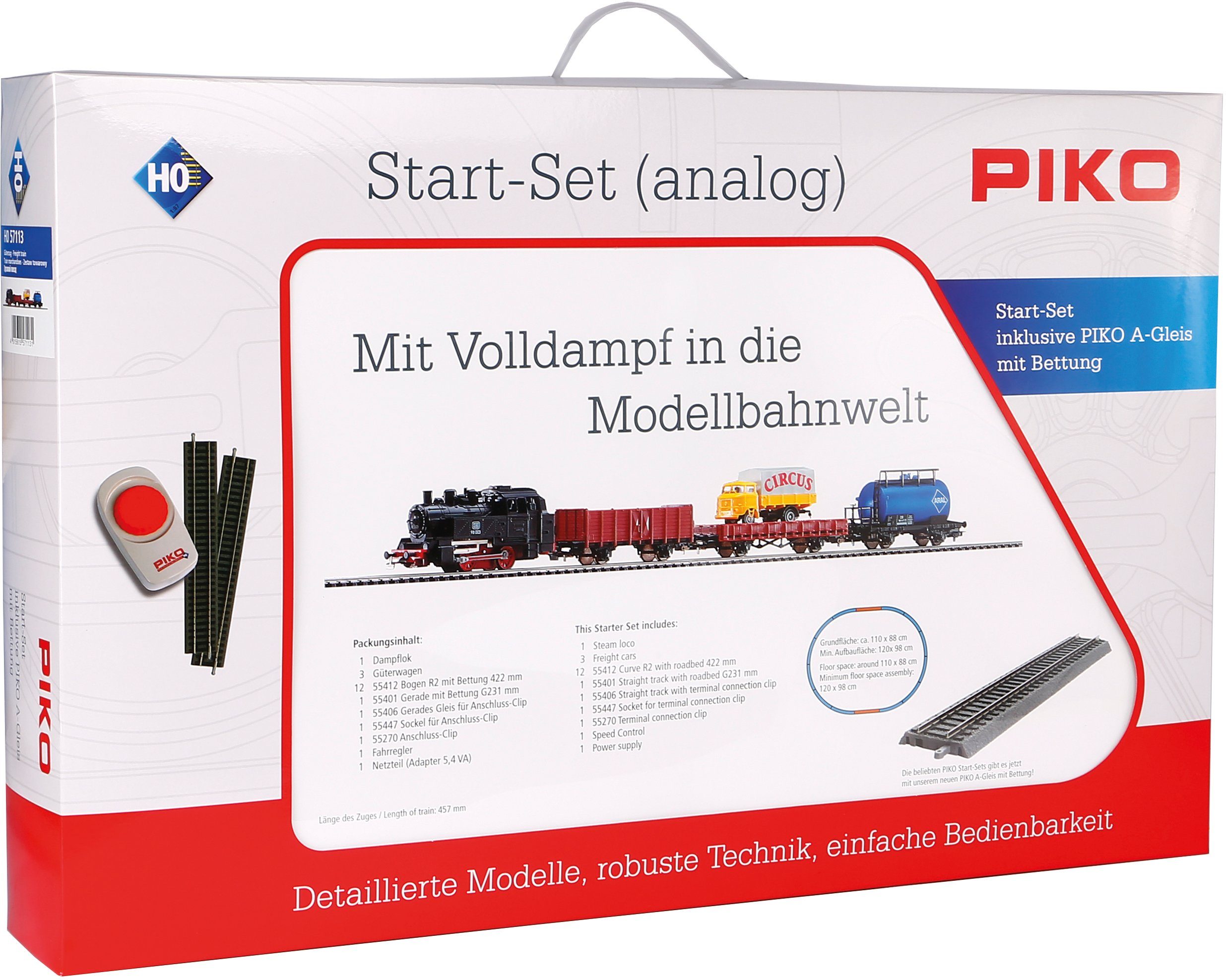 PIKO Modelleisenbahn Startpaket »Güterzug mit Bettung, (57113)«, Spur H0