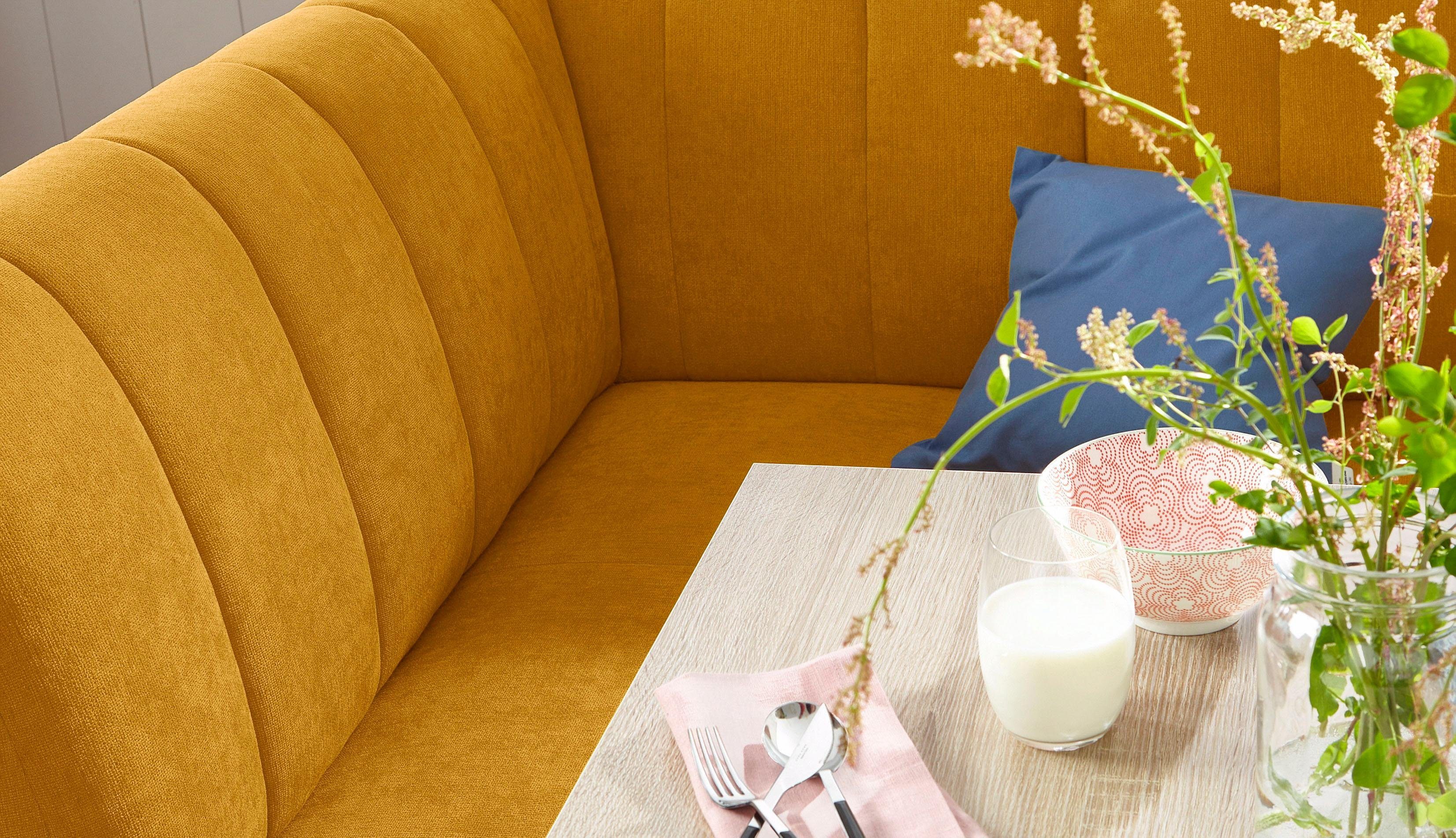exxpo - sofa fashion Eckbank Costa, moderne Rückensteppung, bequem und elegant, hoher Holzfuß, hochwertig verarbeitet, Frei im Raum stellbar