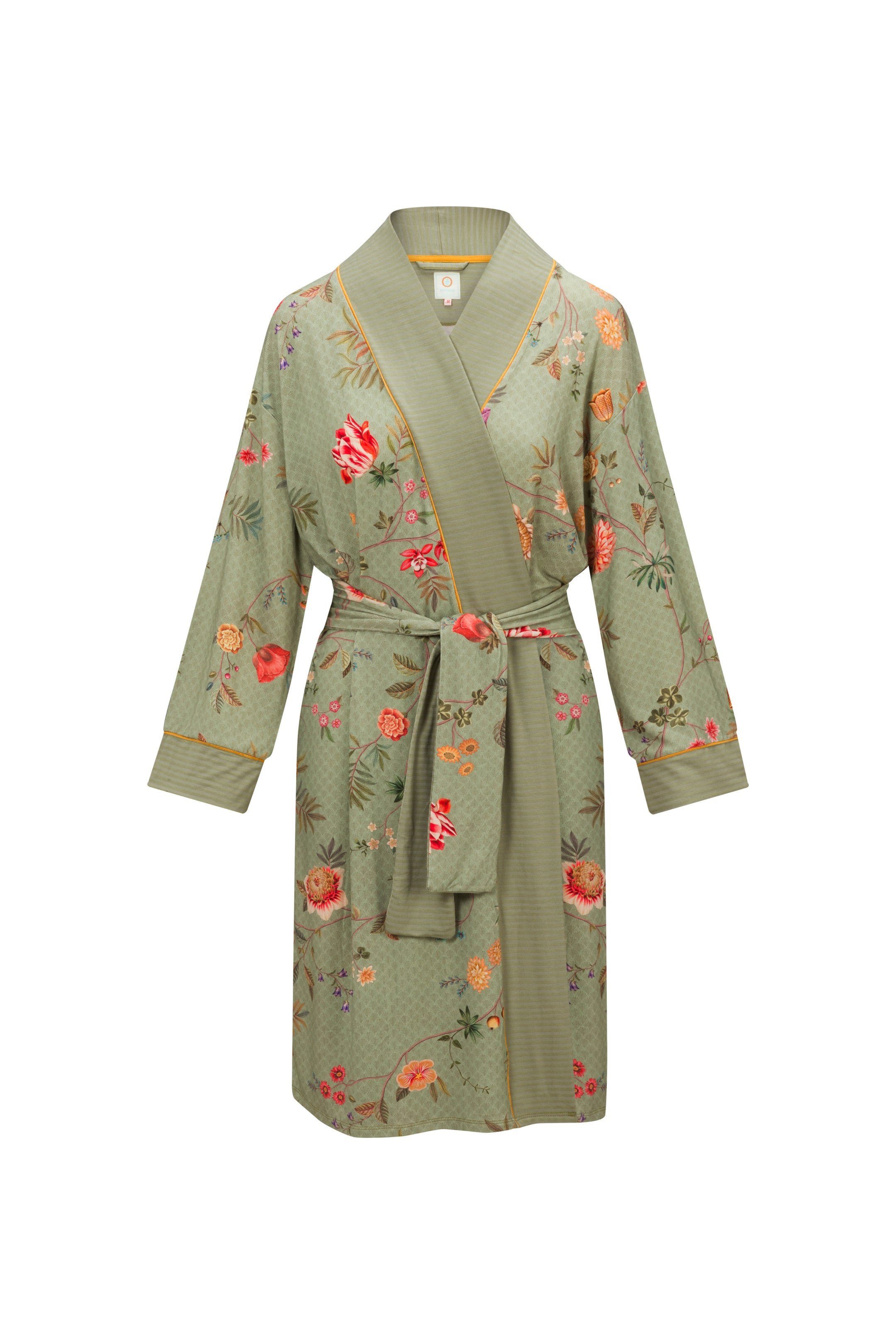 Kimono Damen Kimono La Dolce Vita, 100% Baumwolle Grün