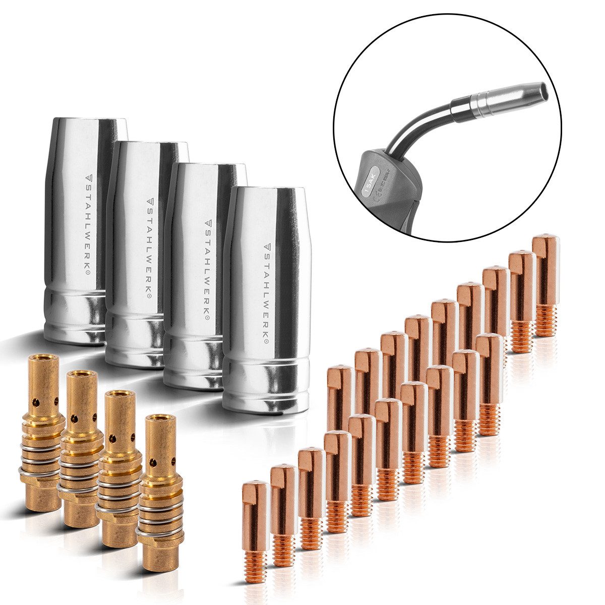 STAHLWERK Elektrowerkzeug-Set MIG MAG Schweißzubehör AK-15 / MB-15 Set