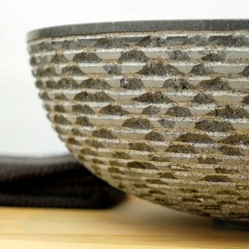 wohnfreuden Aufsatzwaschbecken Andesit Waschbecken 40 cm schwarz rund, 8_588