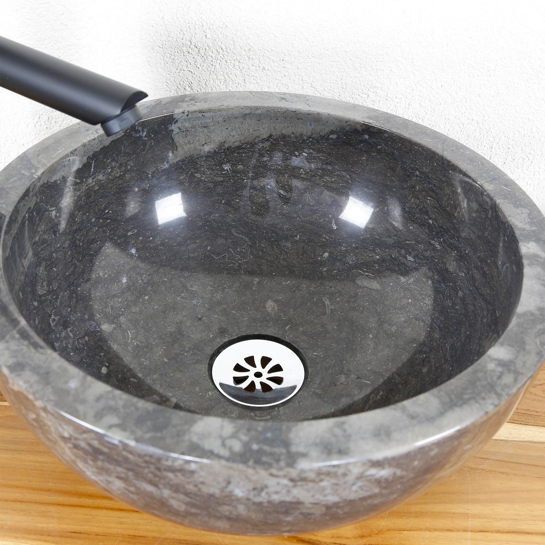 Casa Moro Waschbecken Stein Waschbecken - Marmor Aufsatzwaschbecken für Badezimmer Gäste-WC (Indonesisches Aufsatzwaschbecken Naturstein handgemacht), MW123515