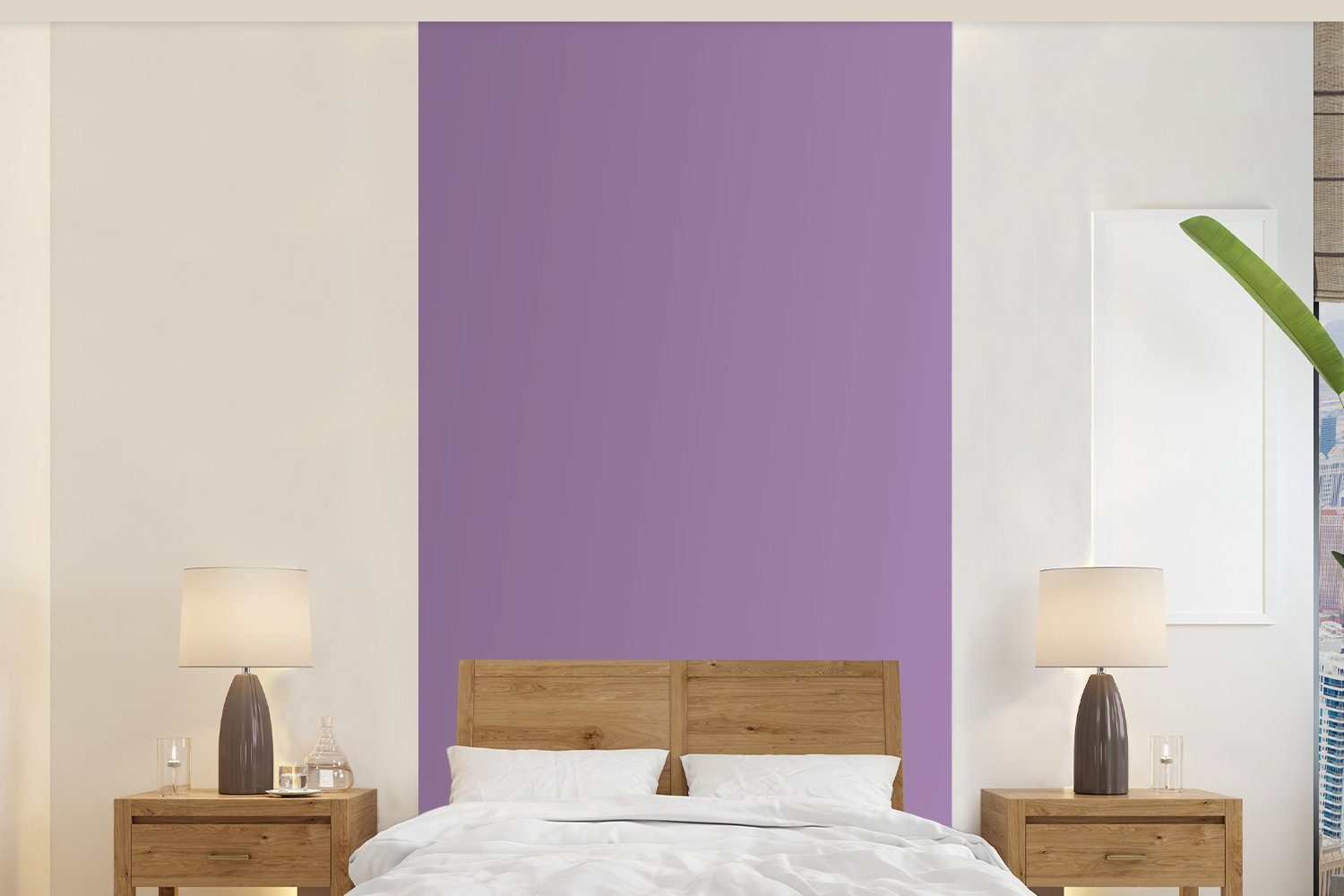MuchoWow Fototapete Innenbereich - Violett - Farben - Farbe - Einfarbig, Matt, bedruckt, (2 St), Vliestapete für Wohnzimmer Schlafzimmer Küche, Fototapete