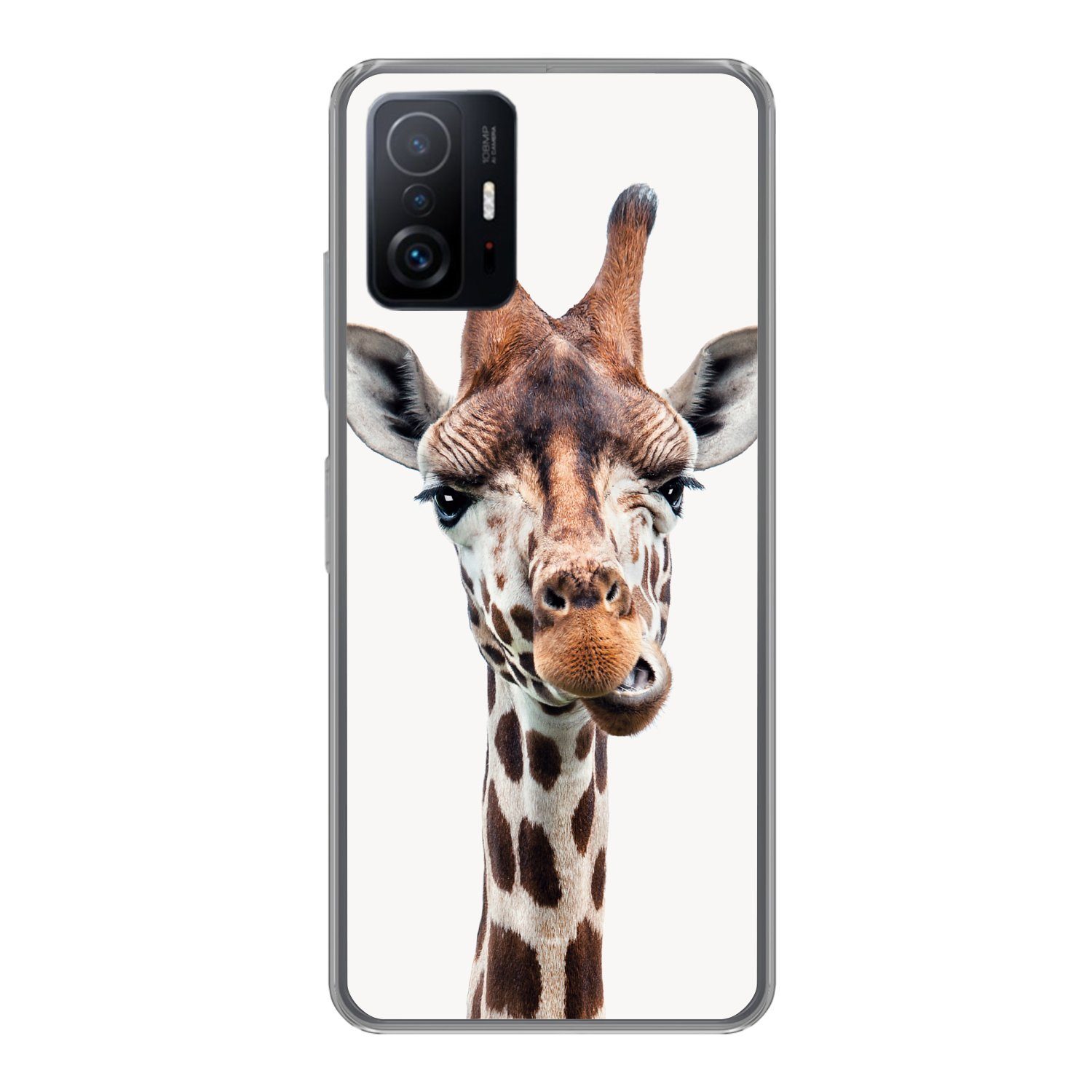 MuchoWow Handyhülle für Xiaomi 11 Lite 5G NE Jungen - Giraffe - Tiere - Kopf - Porträt - K, Phone Case, Silikon, Schutzhülle Dünn