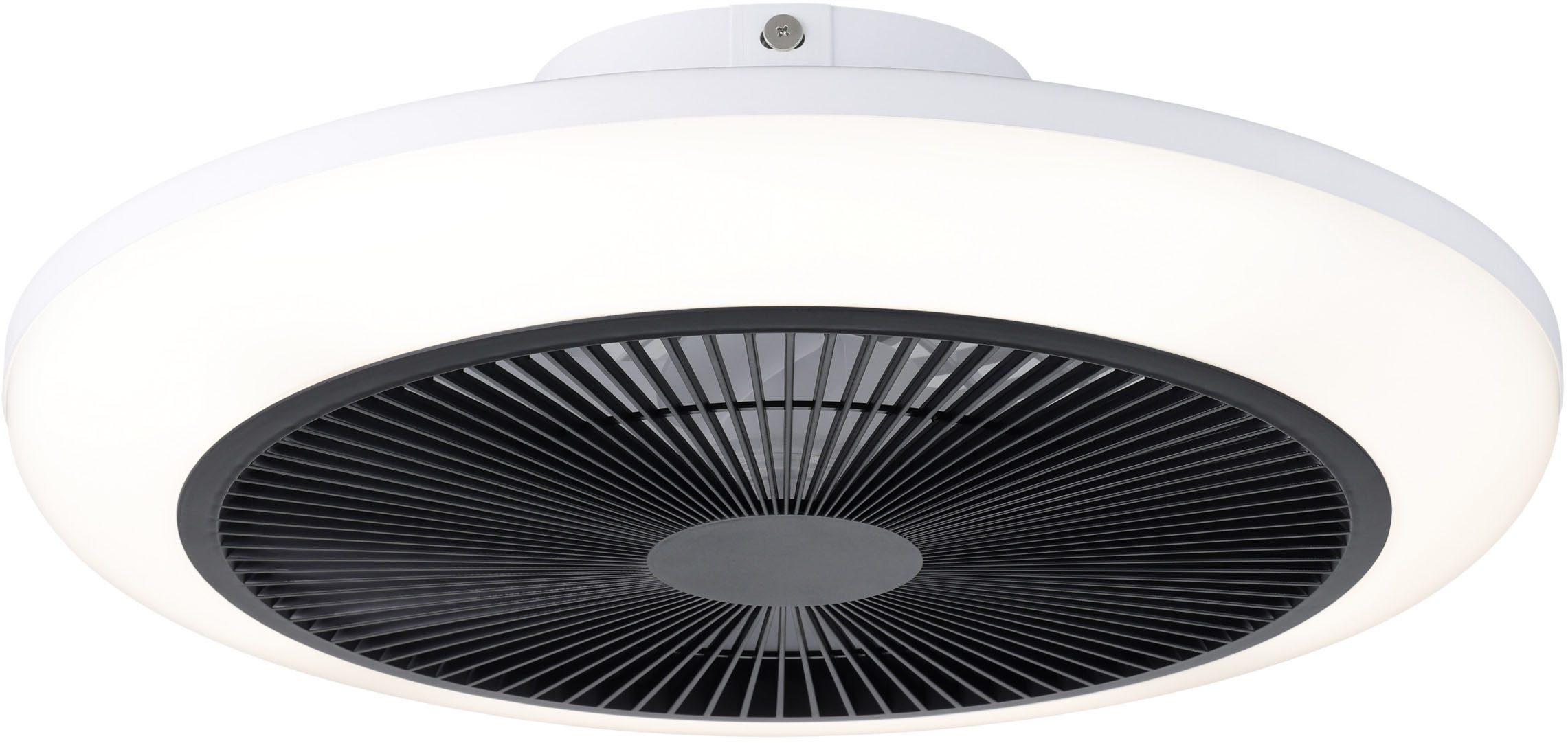 EGLO LED Deckenleuchte SAYULITA 1 Leuchte und Ventilator - ABS - LED;LED - 4X5,2W;1X4,5W, CCT - über Fernbedienung, Dimmfunktion, Farbwechsel, RGB, Timerfunktion, Ventilatorfunktion, mehrere Helligkeitsstufen, LED fest integriert, Kaltweiß, Neutralweiß, RGB, Warmweiß, Deckenventilator, Deckenleuchte, Wohnzimmer, Schlafzimmer, H14,5xØ46cm