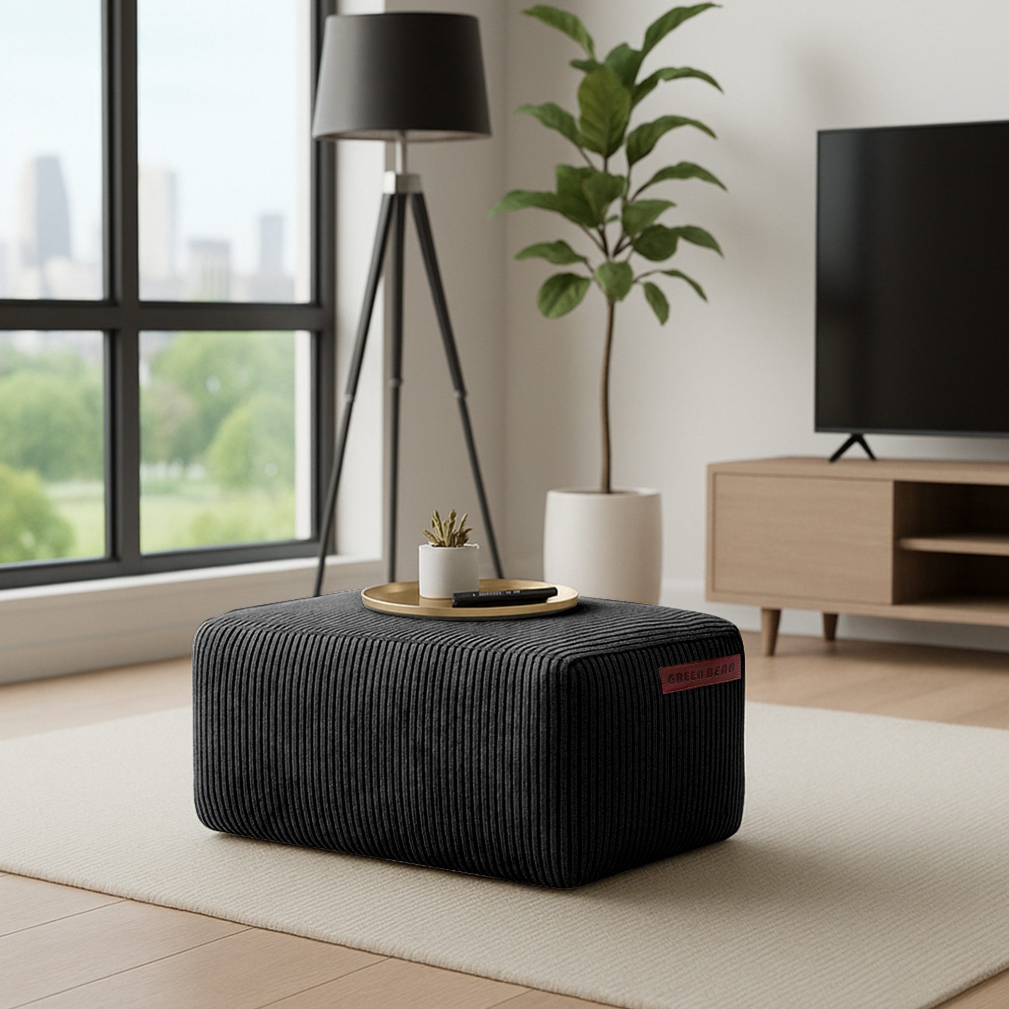 Green Bean Pouf Ottomane Cord (Indoor Sitzhocker Sitzkissen Fußhocker Relax günstig online kaufen