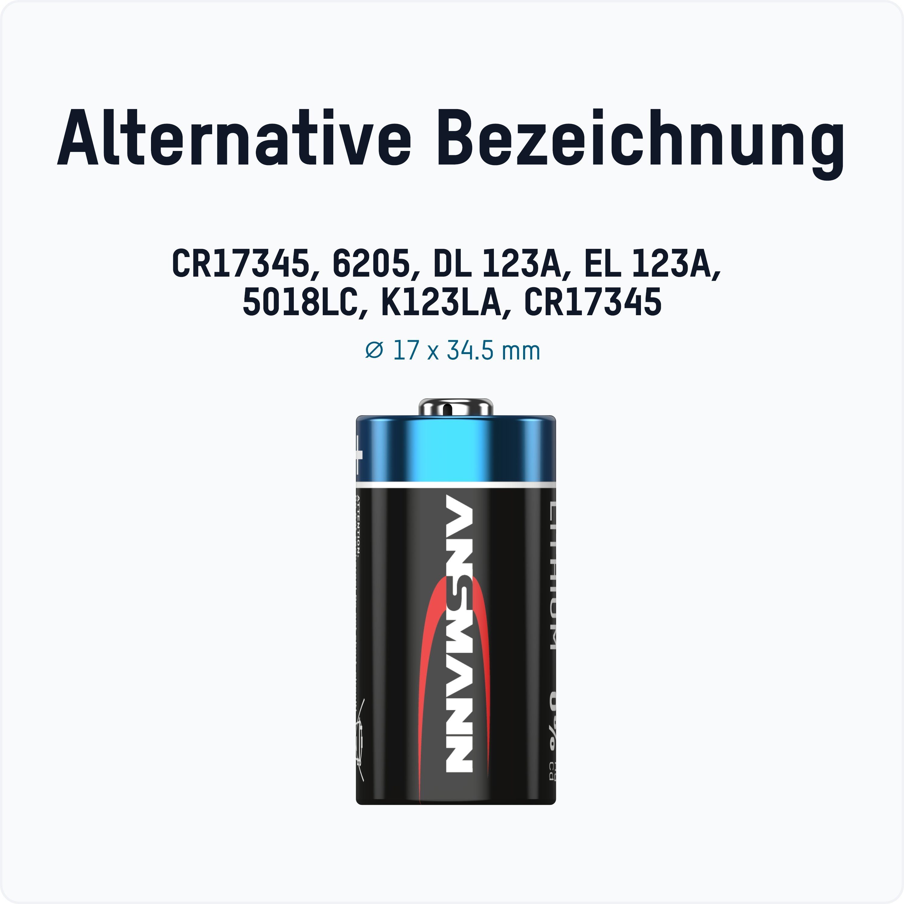 ANSMANN® 8x CR123A 3V Lithium (8 Batterie Batterie Stück) Hochleistungsbatterie 