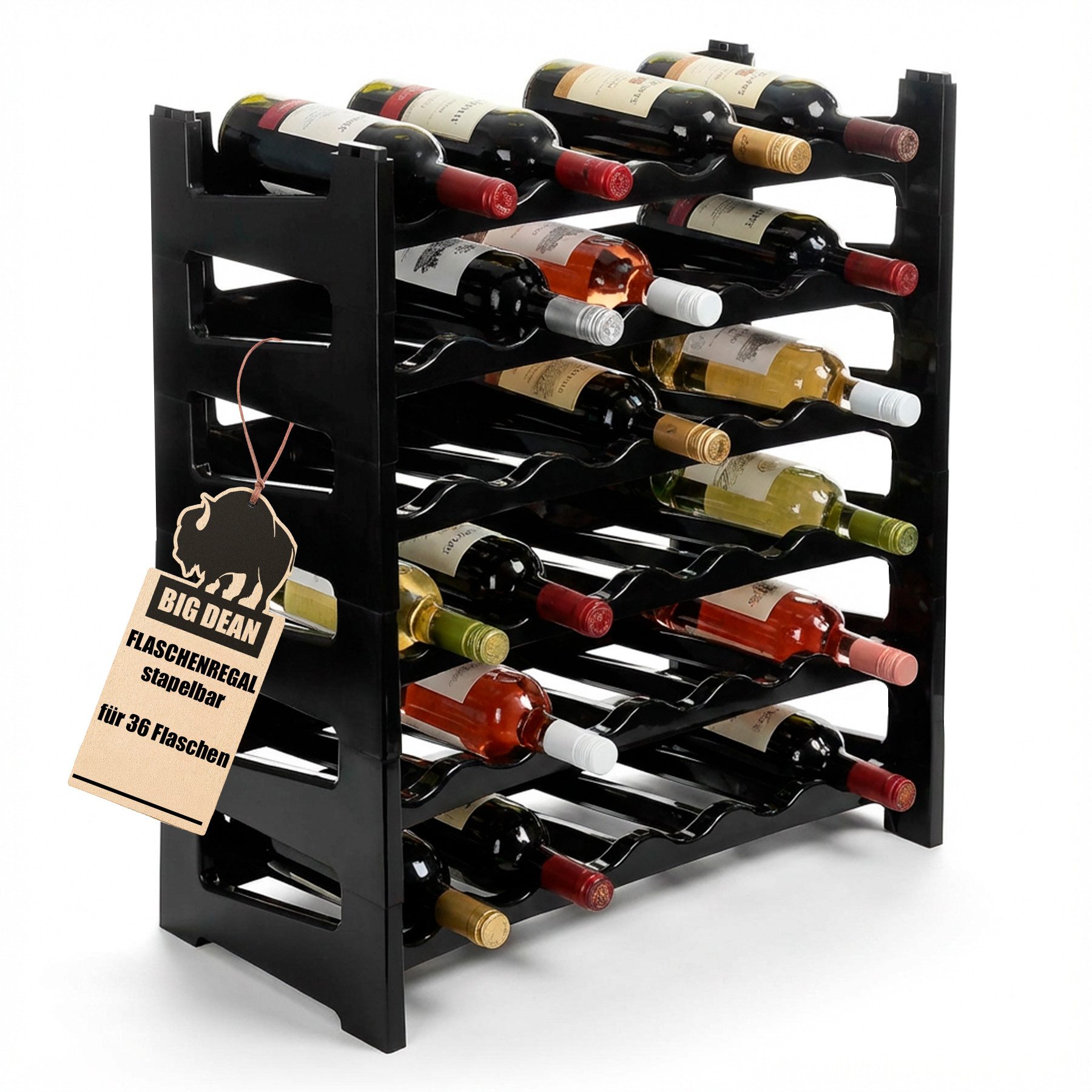 BigDean Flaschenregal Flaschenregal stapelbar für 36 Flaschen Weinregal, Se günstig online kaufen