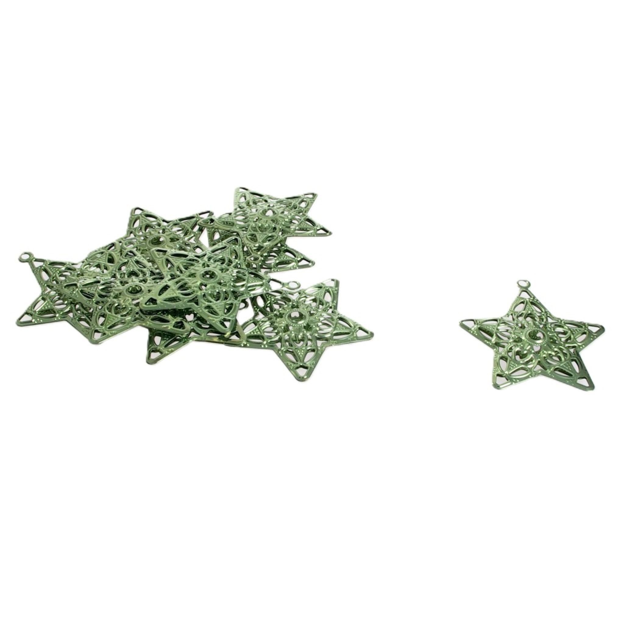Deko AS Christbaumschmuck Metallsterne zum Hängen - grün - 6 cm - 12 Stück - 92016 60, strapazierfähig