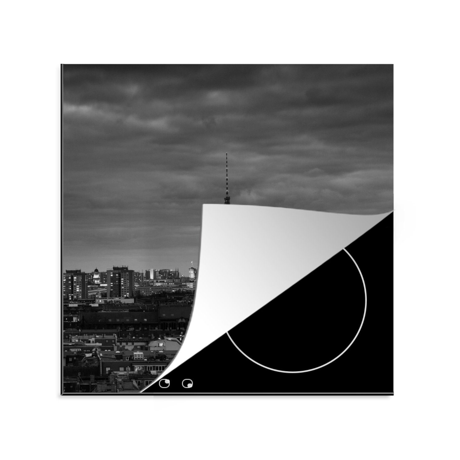 Ceranfeldabdeckung, Herdblende-/Abdeckplatte Vinyl, Berlin küche Urban, MuchoWow Stadt Arbeitsplatte für 78x78 cm, - tlg), (1 -