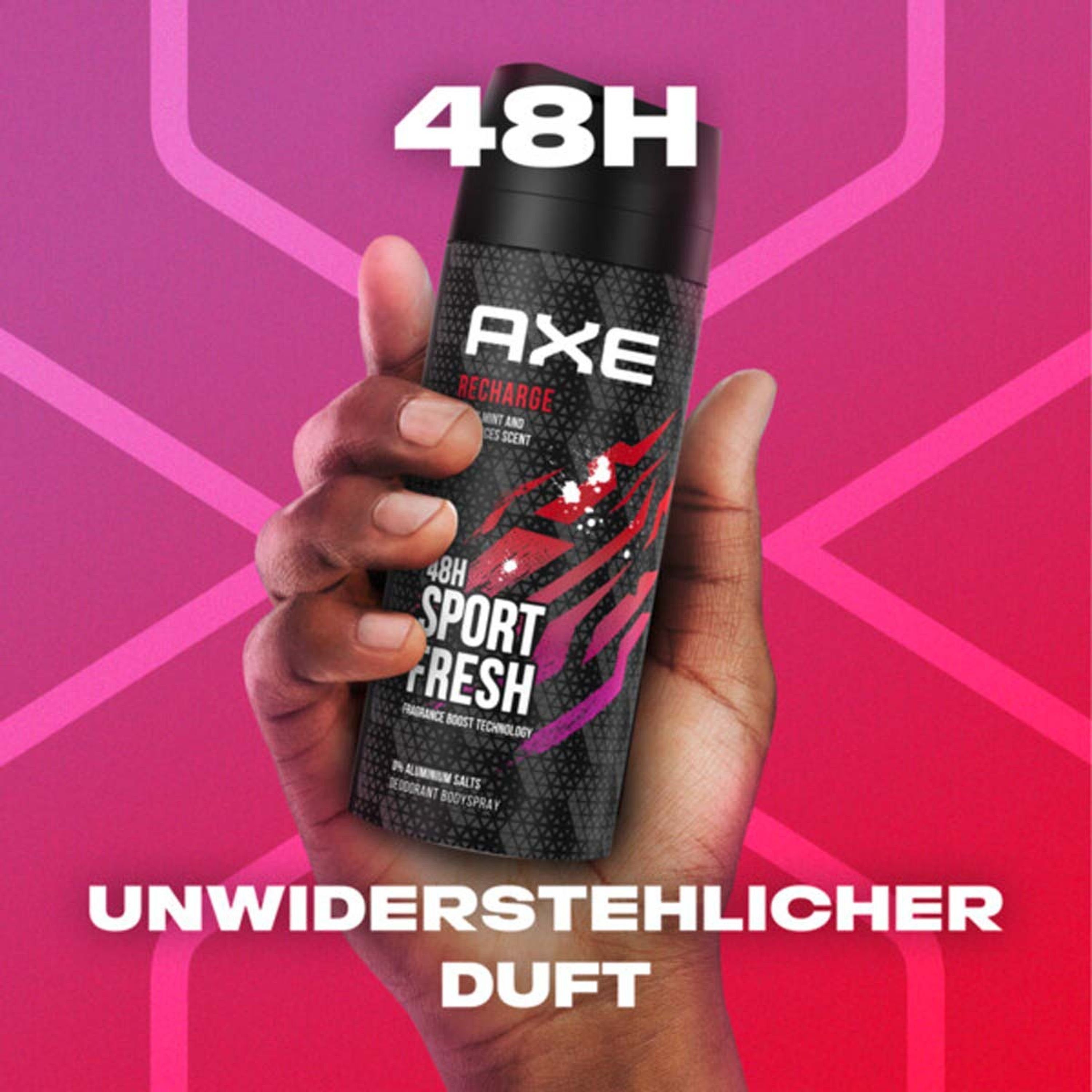 Recharge Fresh Deo Bodyspray AXE ohne Aluminium 6x axe Sport Deo-Set 150ml