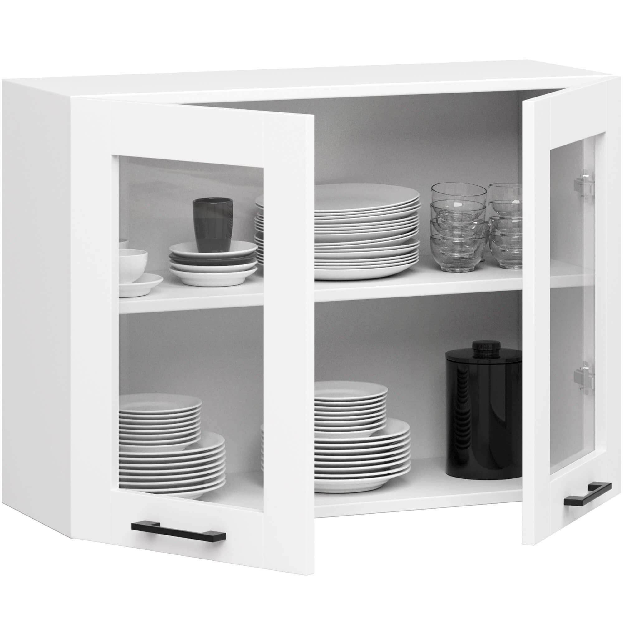 Raumhirsch Furniture Hängeschrank Modernes Küchenmöbel - Praktischer Hängeschrank - Wandschrank Höhenverstellbare Einlegeböden, Soft-Close, matt weiß, 60x72x31 cm