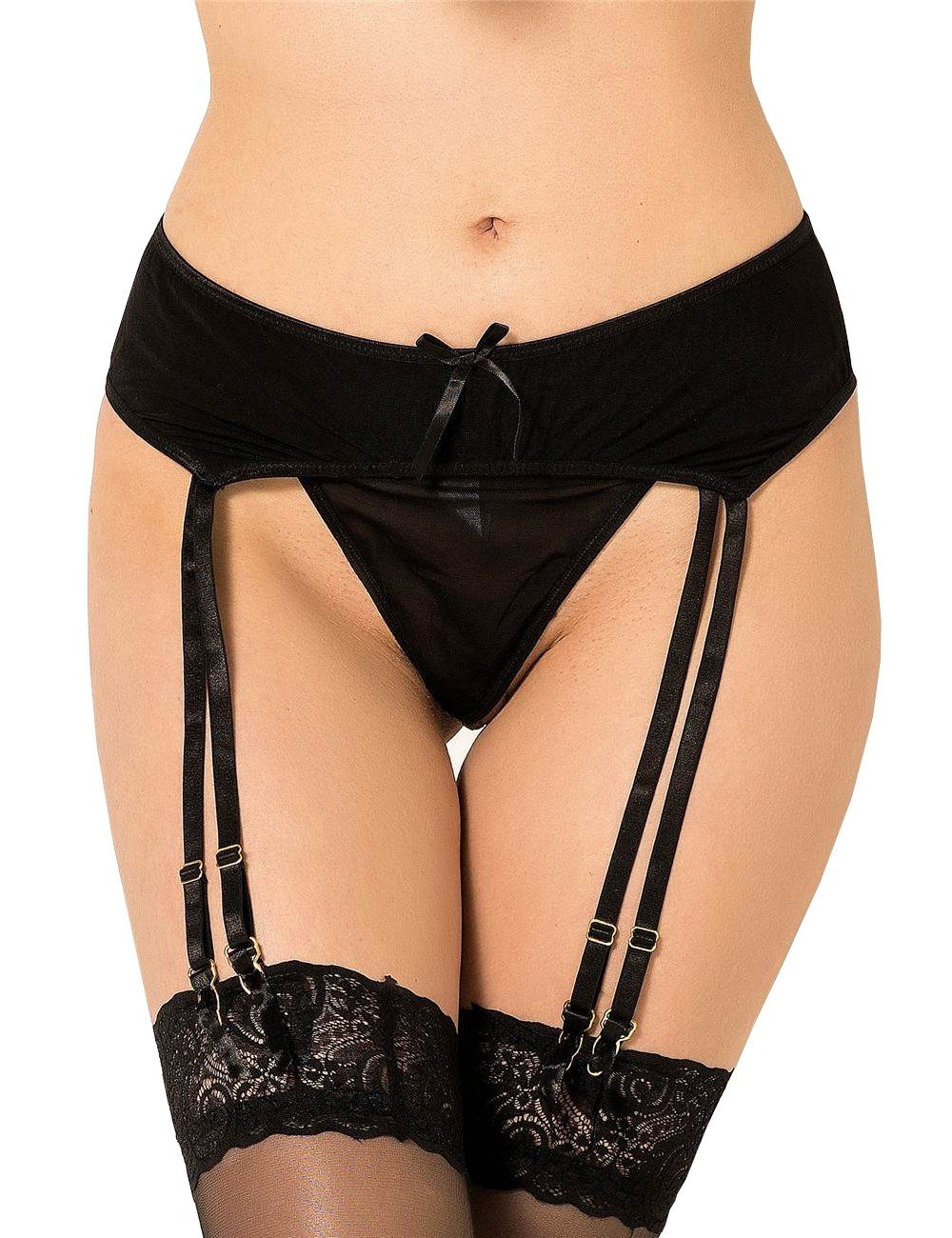 Lau-Fashion Strapsgürtel Unterwäsche Dessous Hüfthalter Strapse String Tang günstig online kaufen