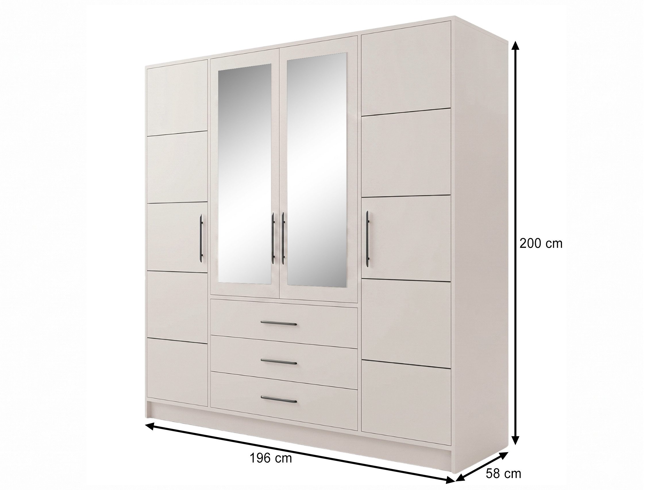 Beautysofa Kleiderschrank Kleiderschrank mit 4 türen BALI D4 Garderobenschrank mit Spiegel – Bild 4 von 5