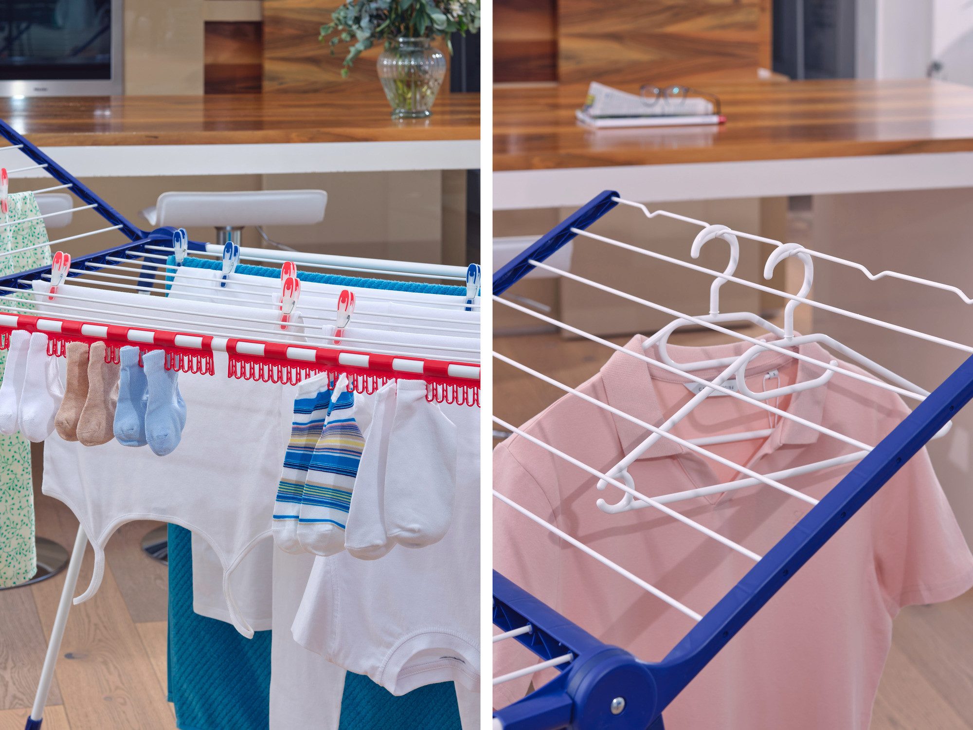 Leifheit Wäscheständer Standtrockner Pegasus 200 + Kleinteilehalter, 20m Trockenlänge, 107cm Flügelhöhe, Kleinteilehalter, 5 Kleiderbügel