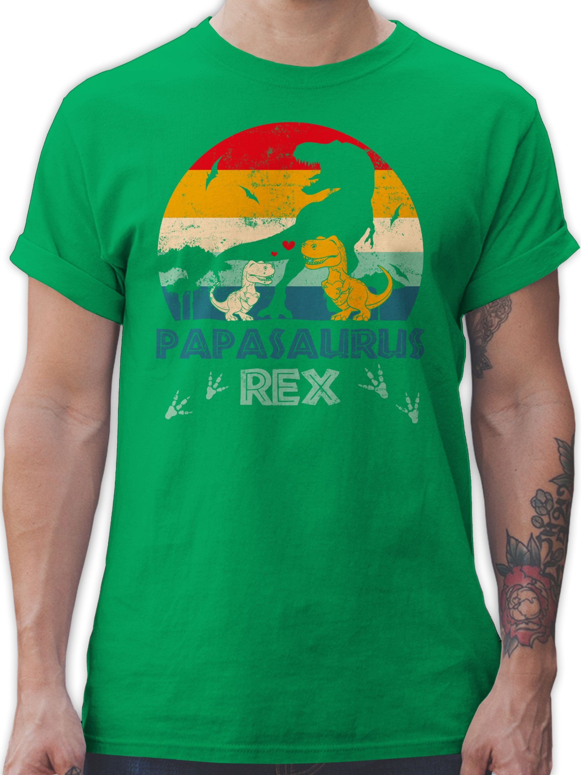 Shirtracer T-Shirt Papasaurus Rex - Papa Saurus Dino Geschenk Papi Bester Vater Vatertag Geschenk für Papa 02 Grün