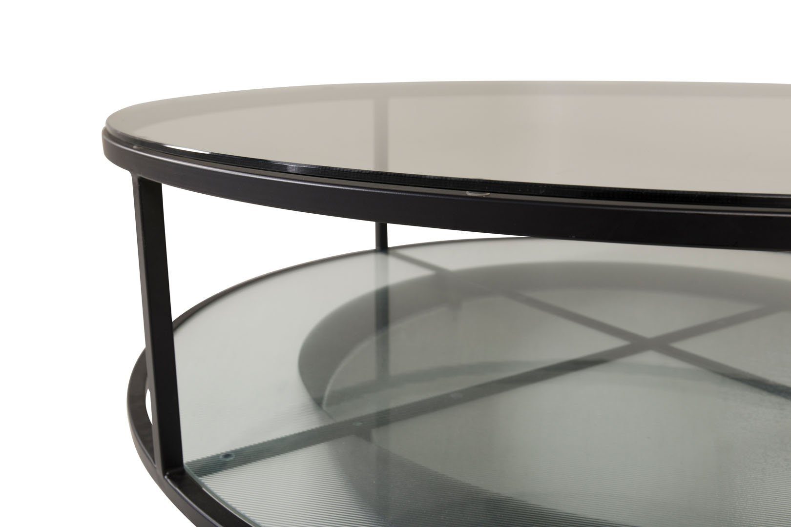 Venture Home Couchtisch Falsterbo Couchtisch mit Ablage Ø100 cm Glas. (1-St)