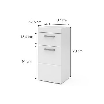 Vicco Midischrank Midischrank Badezimmermöbel LUNA 37x79cm Weiß