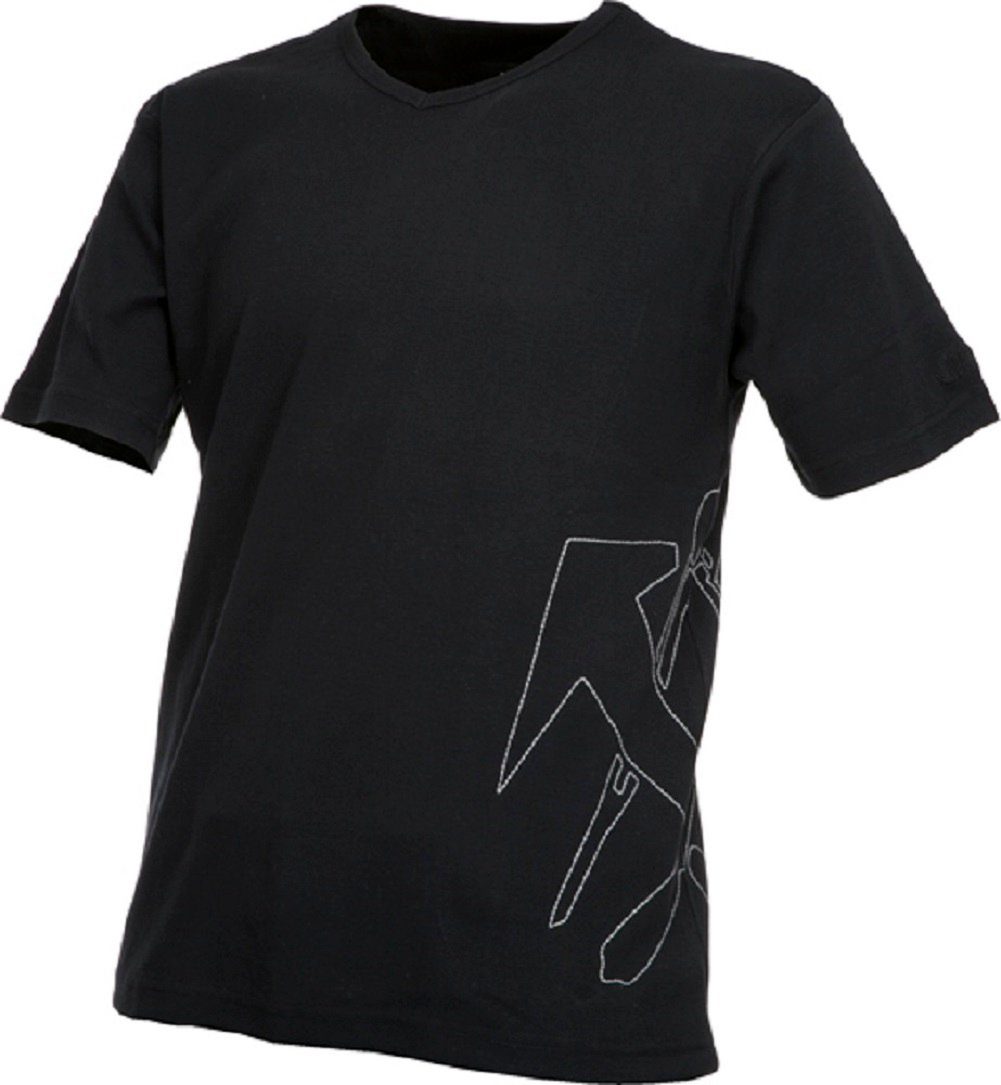 V-Ausschnitt JOB T-Shirt mit JOB-Dachdecker-RIPP-T-Shirt schwarz