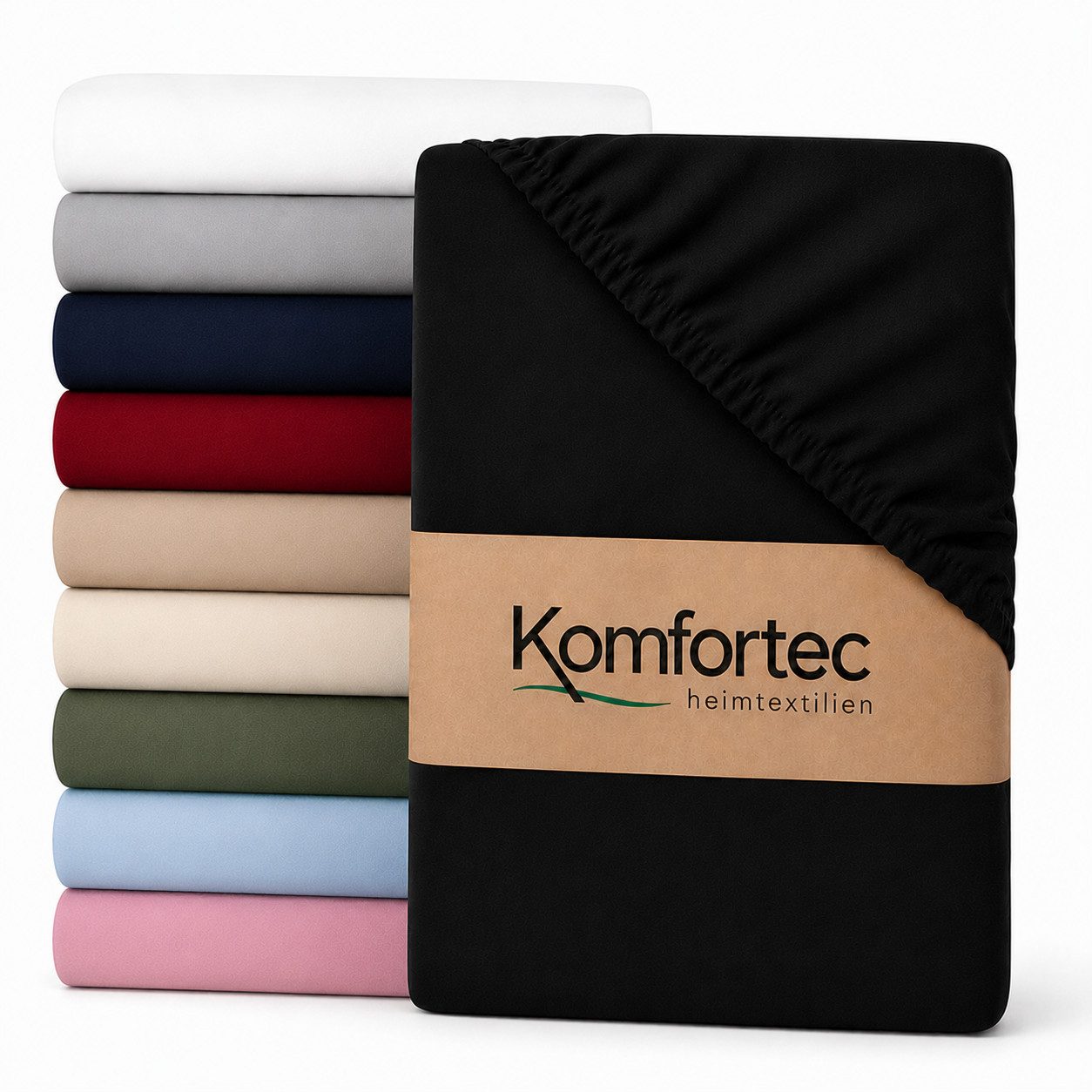 Komfortec Spannbettlaken Boxspringbett bis 15cm - 30cm Matratzenhöhe, Mikrofaser, Gummizug: Rundum, (1 Stück), 90x200 cm, Schwarz