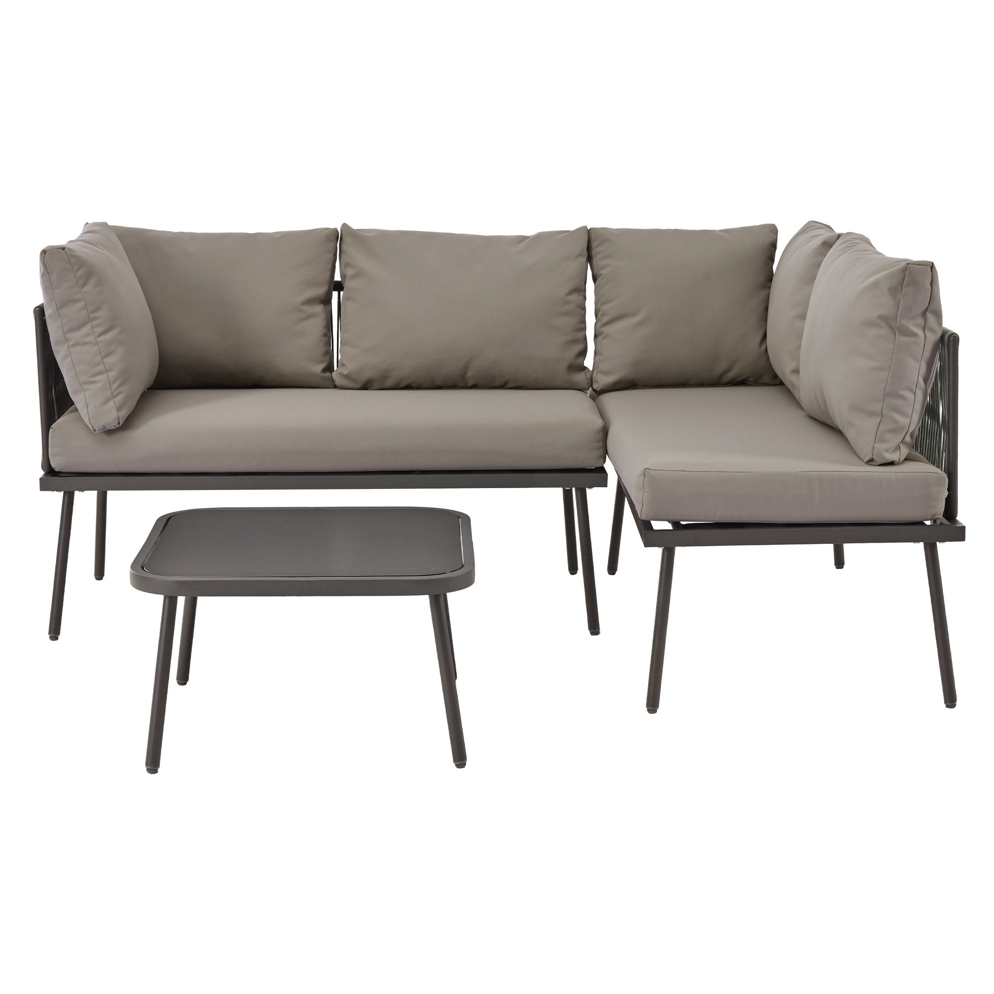 EXTSUD Garten-Essgruppe Garten-Lounge-Set 3-tlg., 2 Sofas + Tisch, Eisen, grün