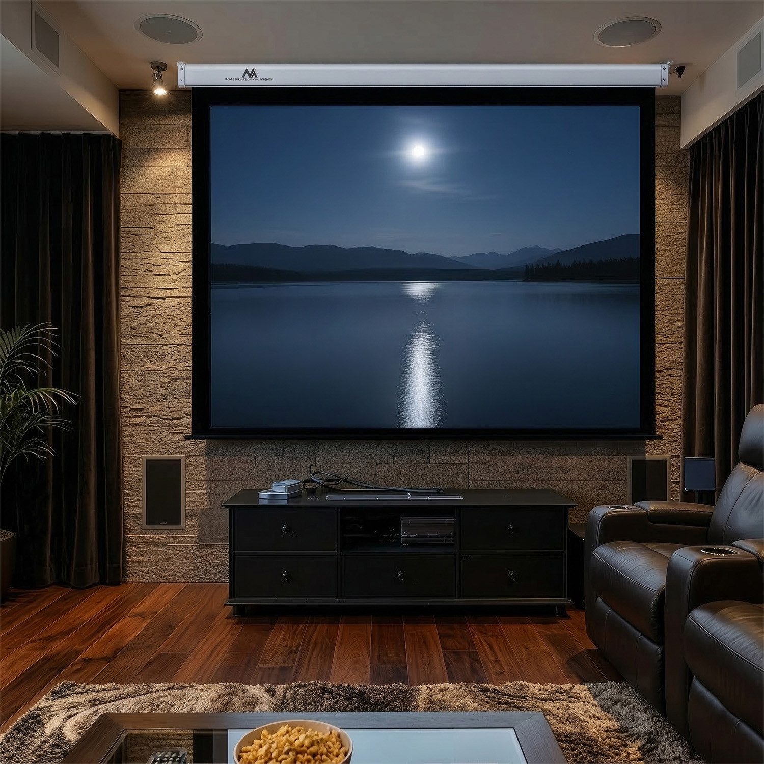 Maclean MC-592 Elektrische Leinwand 100 Zoll (200x150 cm) 4:3 Faltrahmenleinwand (Leinwand für Heimkino, Schule & Konferenzraum)