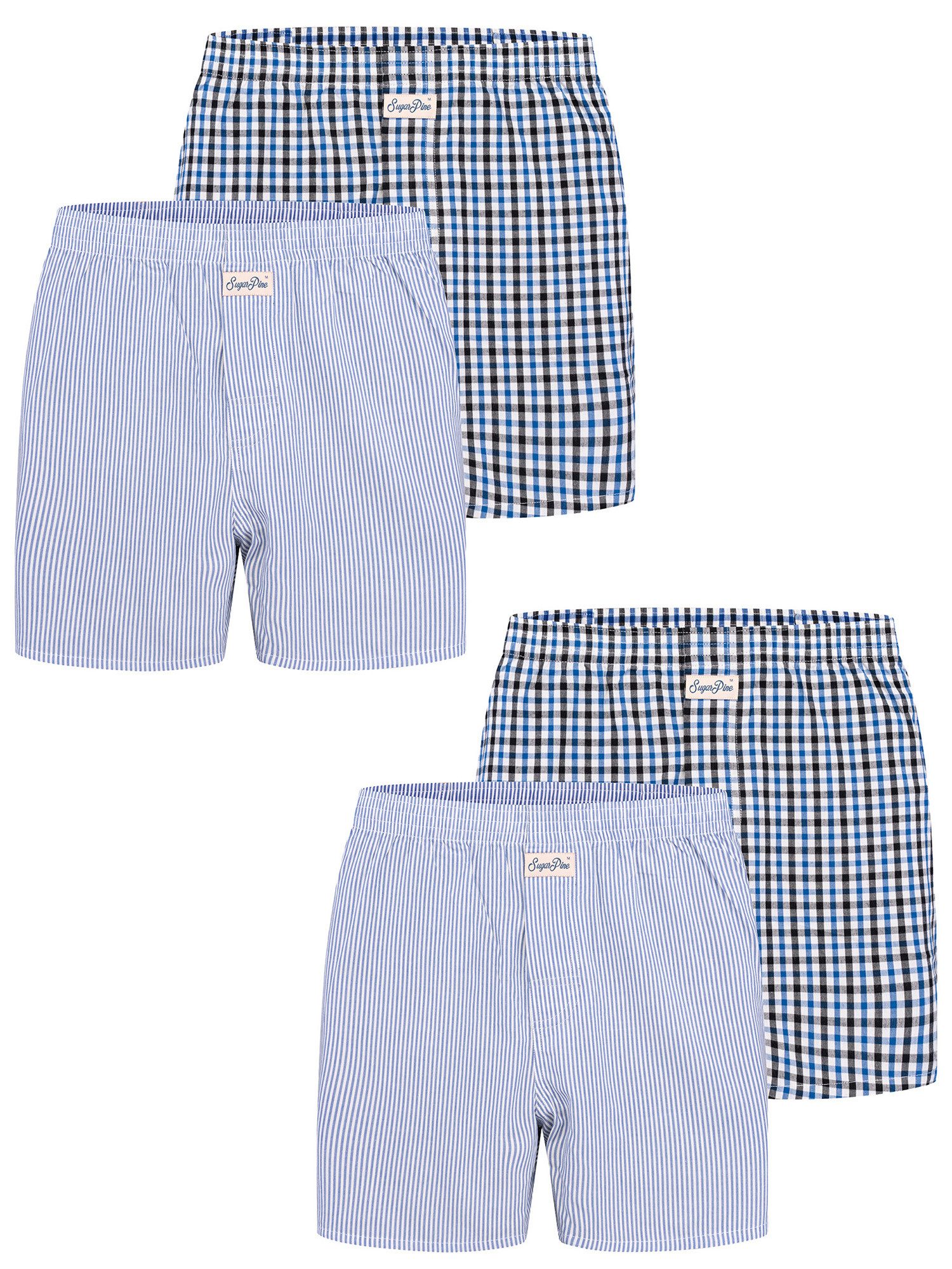 Sugar Pine Boxer Mix Karos (4-St) Sparpack Multipack Herren Männer 4er-Pack Boxershorts Unterhosen