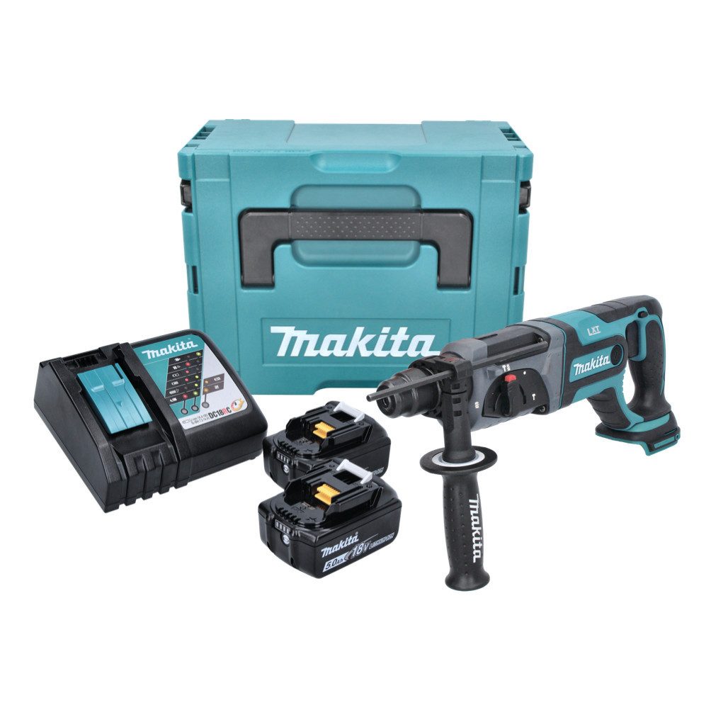 Makita Akku-Bohrhammer DHR 241 RTJ Akku Bohrhammer 18 V 2,0 J SDS plus + 2x Akku 5,0 Ah