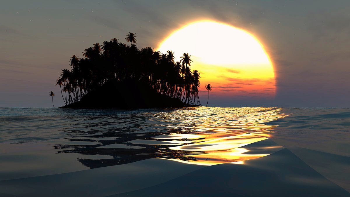 Sonnenuntergang Fototapete Insel Papermoon im