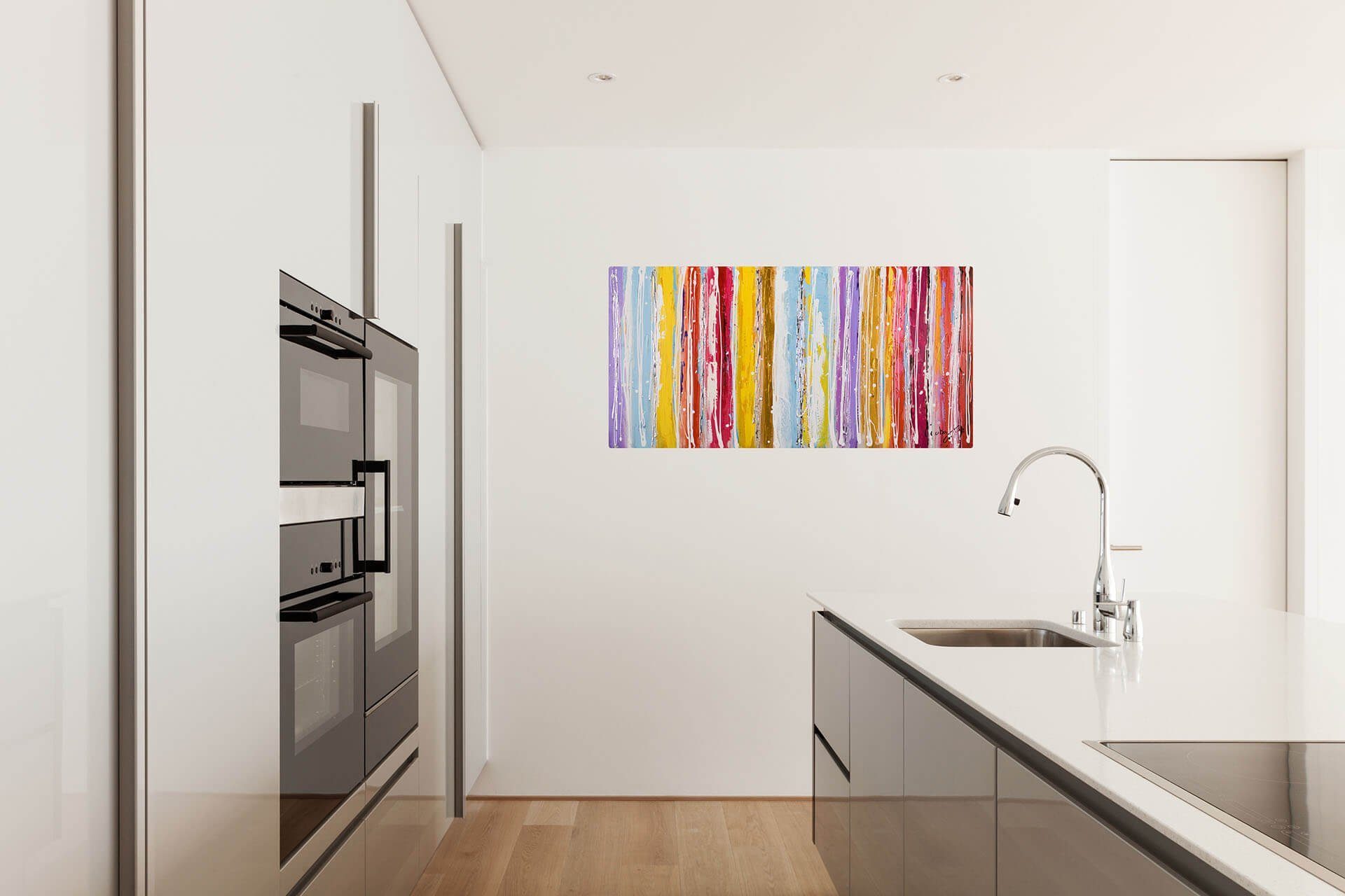 Wandbild up 120x60 KUNSTLOFT Gemälde Line HANDGEMALT cm, 100% it Wohnzimmer Leinwandbild