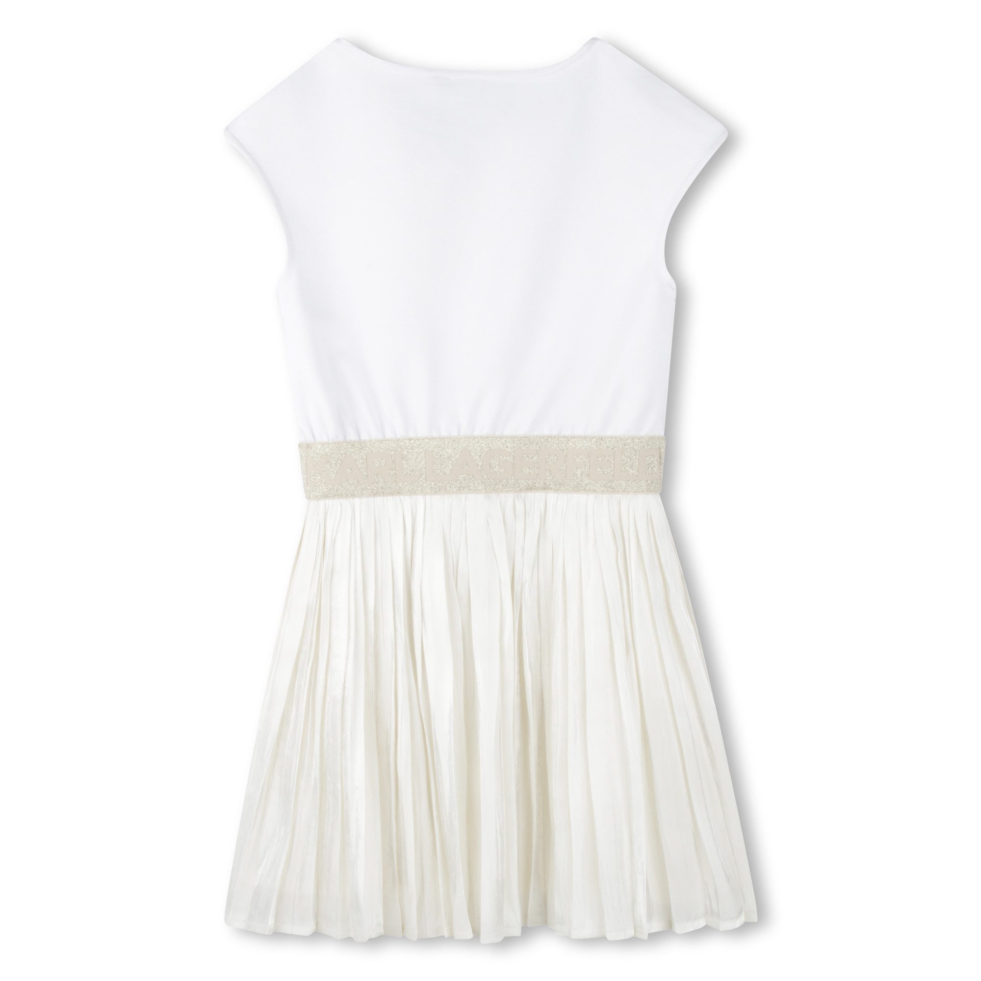 KARL LAGERFELD Cocktailkleid KARL LAGERFELD Kids ärmelloses Festkleid in weiß mit goldenen Details