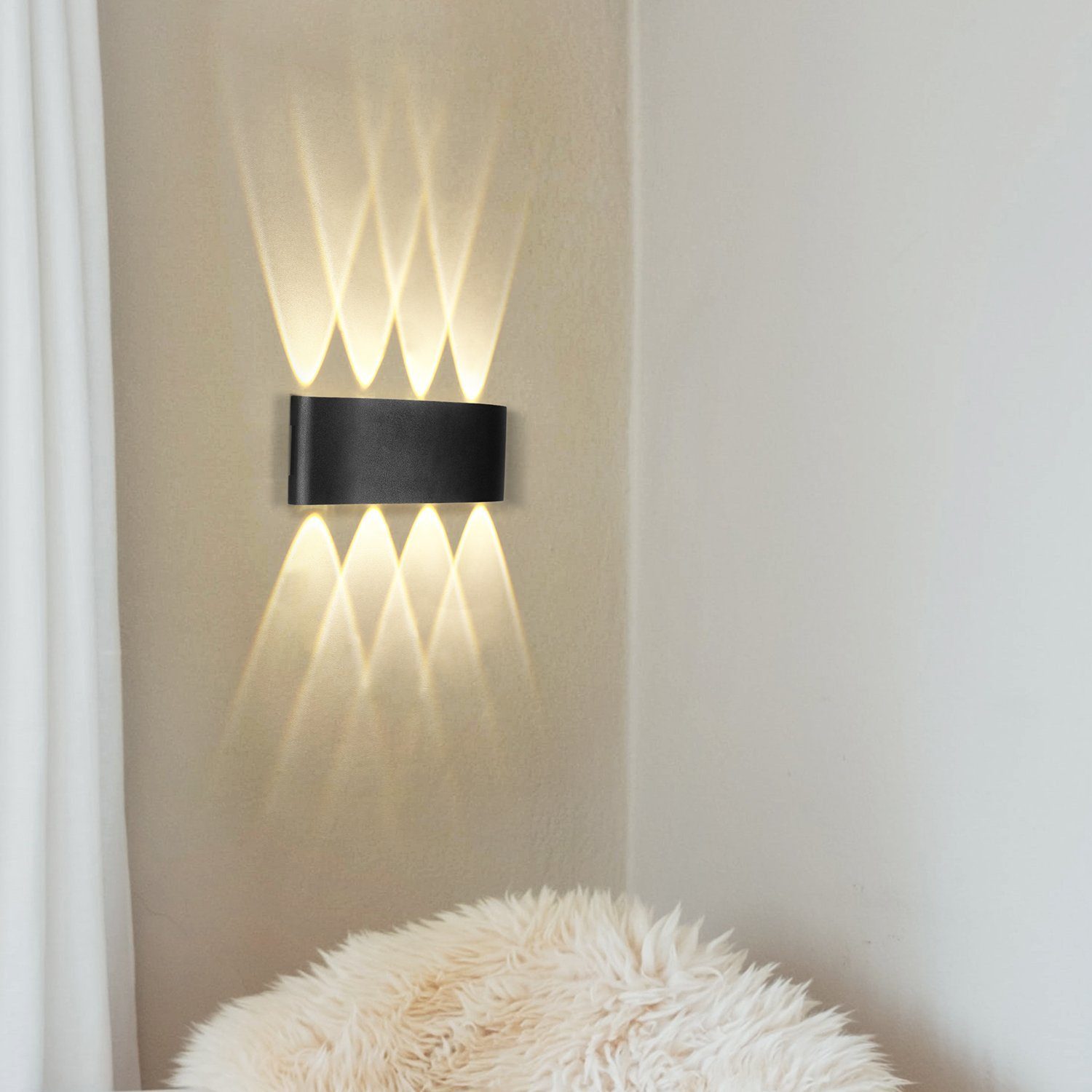 Nettlife Wandleuchte Schwarz Moderne 7W Warmweiß Innen Wandlampe, LED fest integriert, Warmweiß, Schlafzimmer Wohnzimmer Flure – Bild 5 von 5