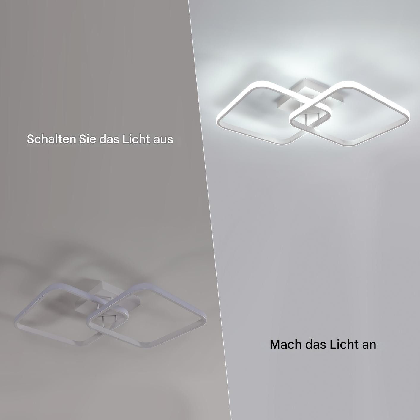 Riserva LED Dekolicht LED Deckenleuchte Weiß 42W, Deckenlampe modern für Wohnzimmer, LED wechselbar, Einfache Installation, augenschonendes Design, flimmerfrei