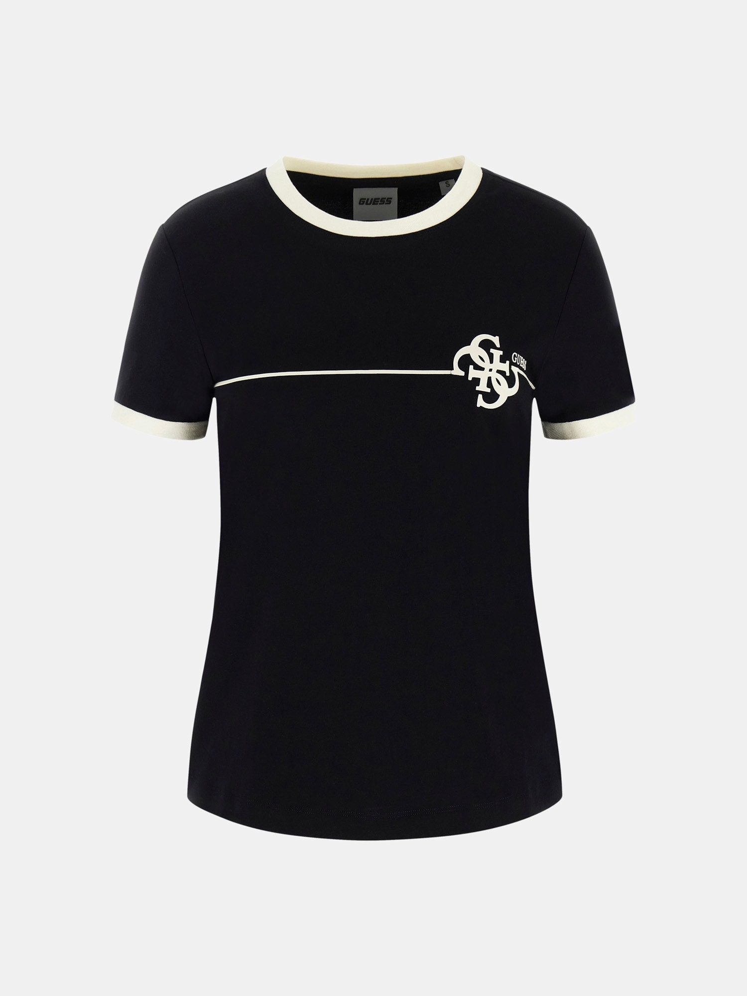 Guess Kurzarmshirt – Schmal geschnittenes Kurzarmshirt mit Logoschriftzug m günstig online kaufen