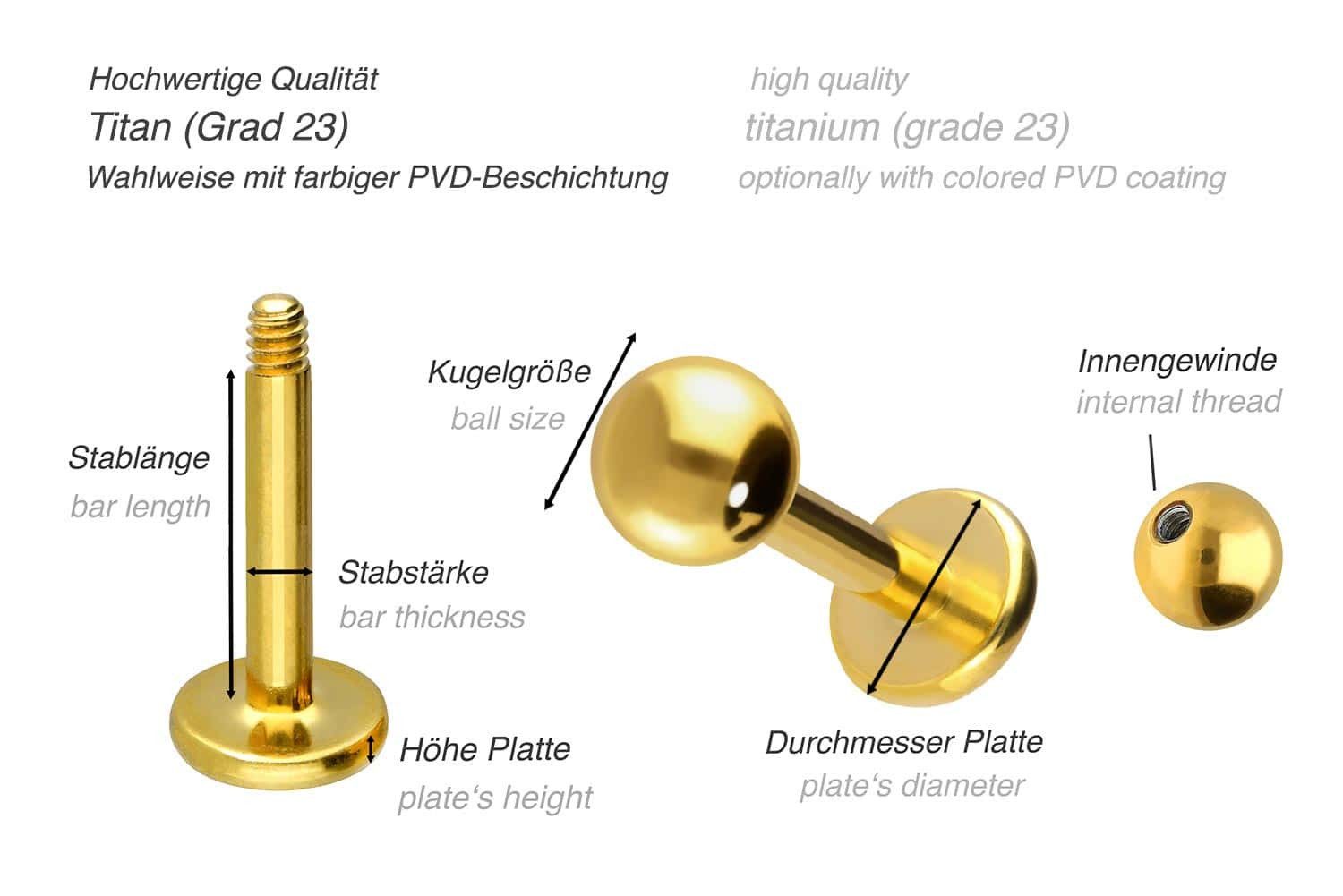 PIERCINGLINE Piercing-Set Titan Labret (Labrets / günstig online kaufen