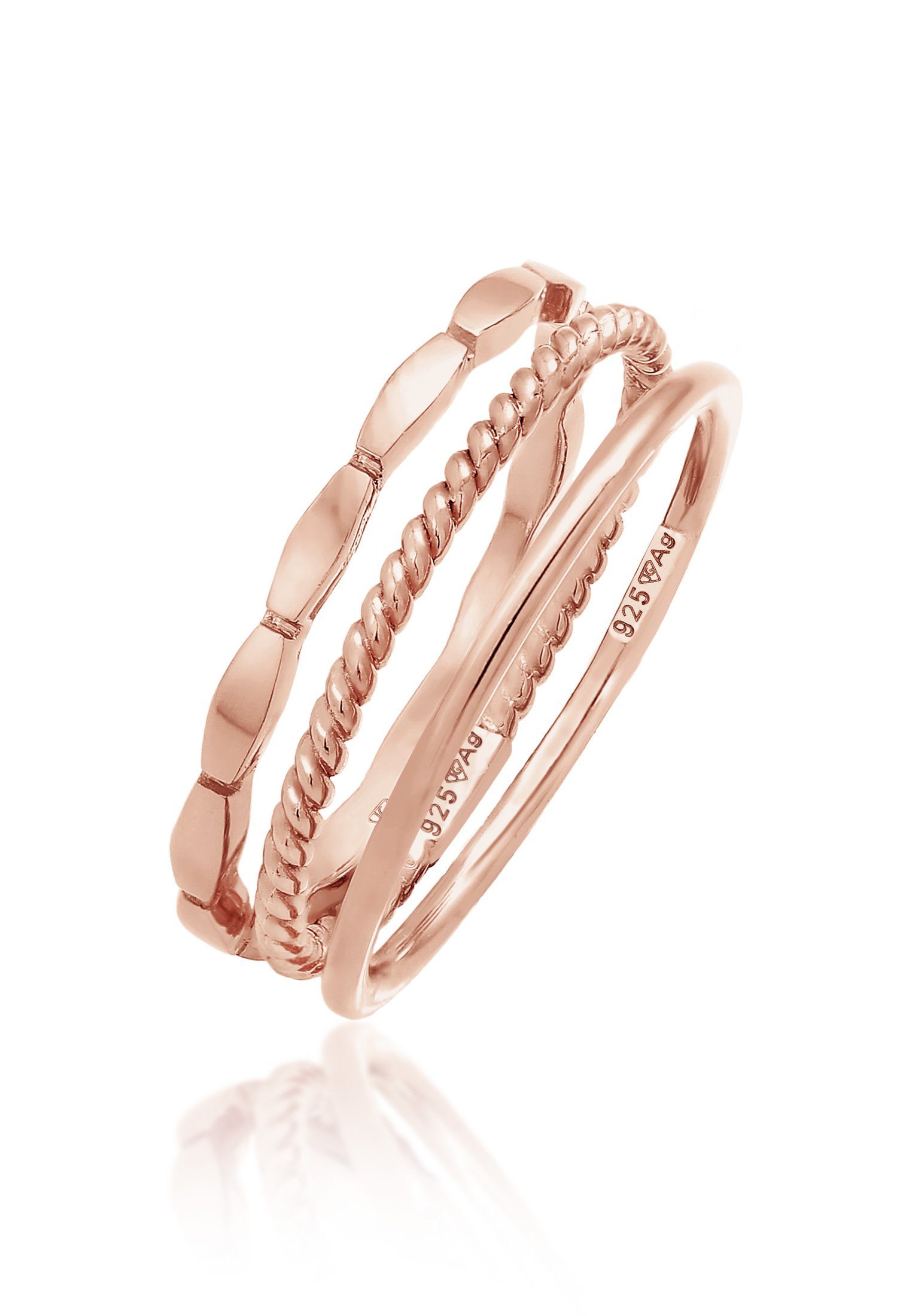 Elli Ring-Set Stapelringe Stacking Bandring 3er Set 925 Silber, Geo