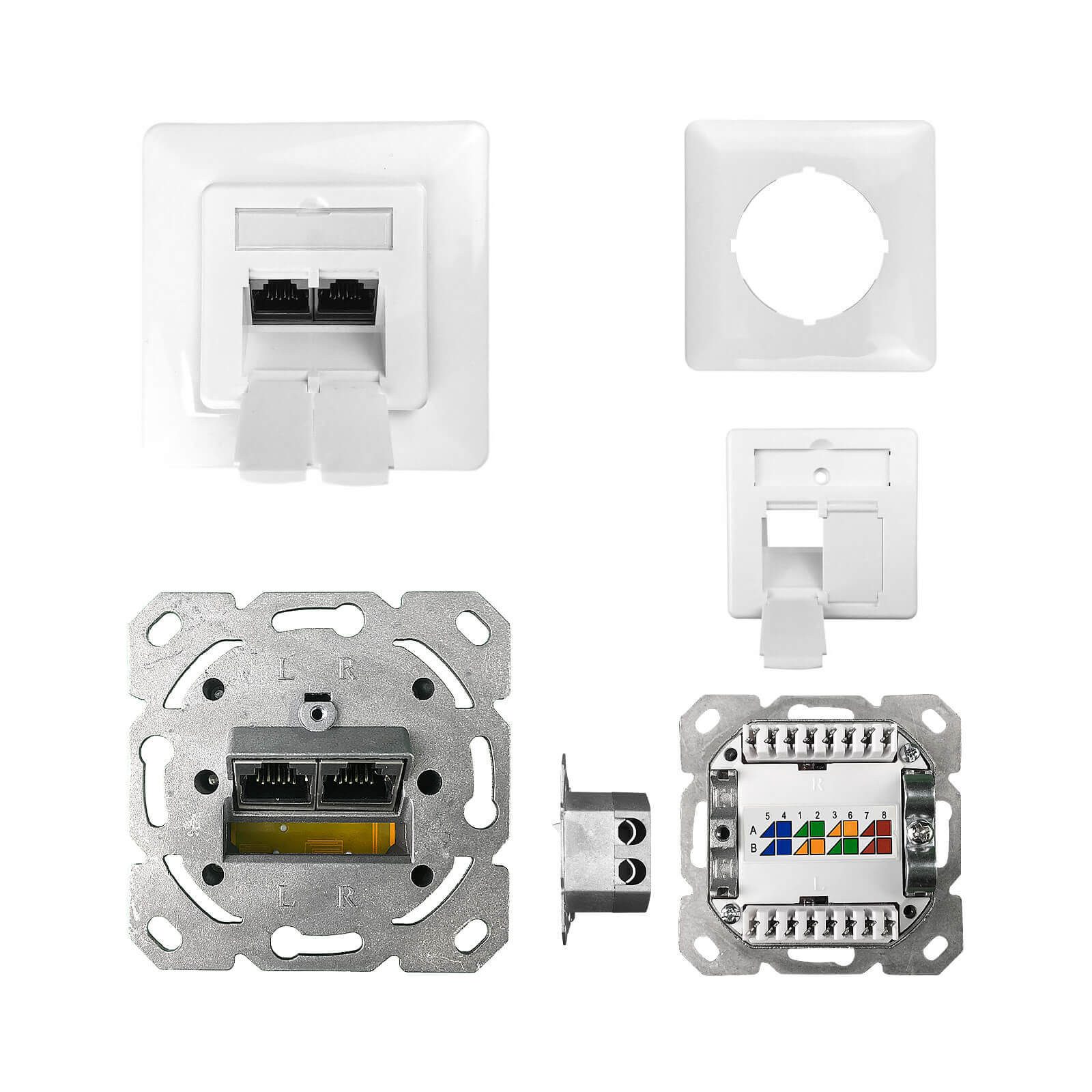 ProfiPatch ProfiPatch Netzwerkdose Unterputz Cat.6 250MHz 2-Port geschirmt weiß Netzwerk-Adapter