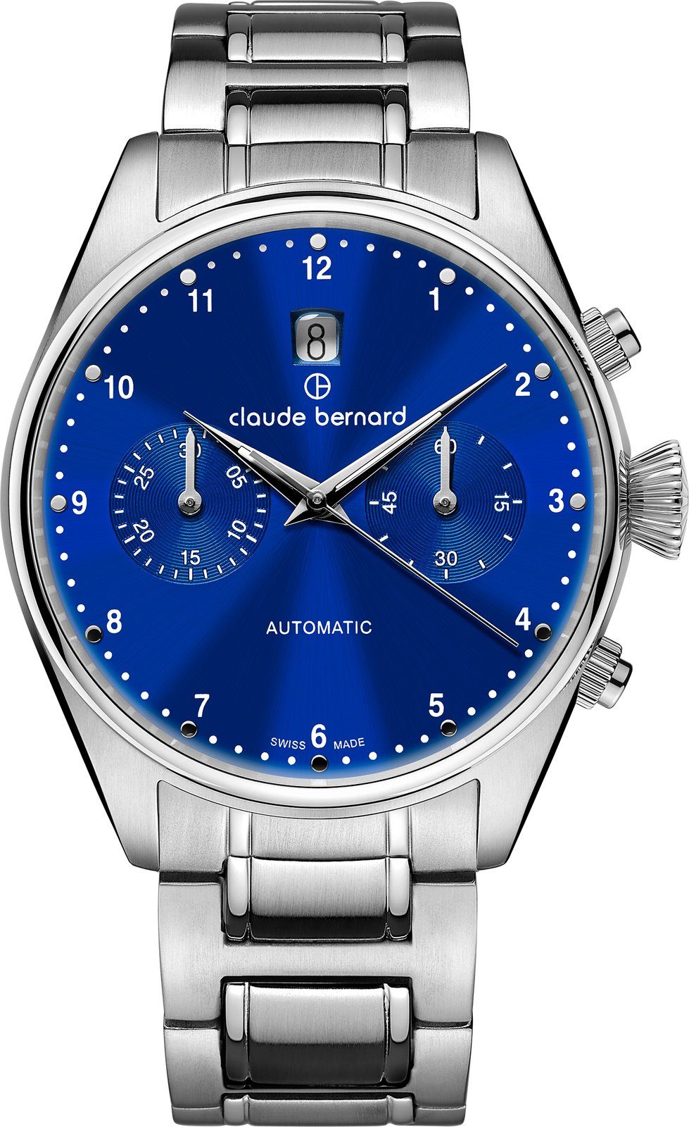 Uhr CLAUDE Heritage Chronograph Blau Automatic Schweizer BERNARD Proud