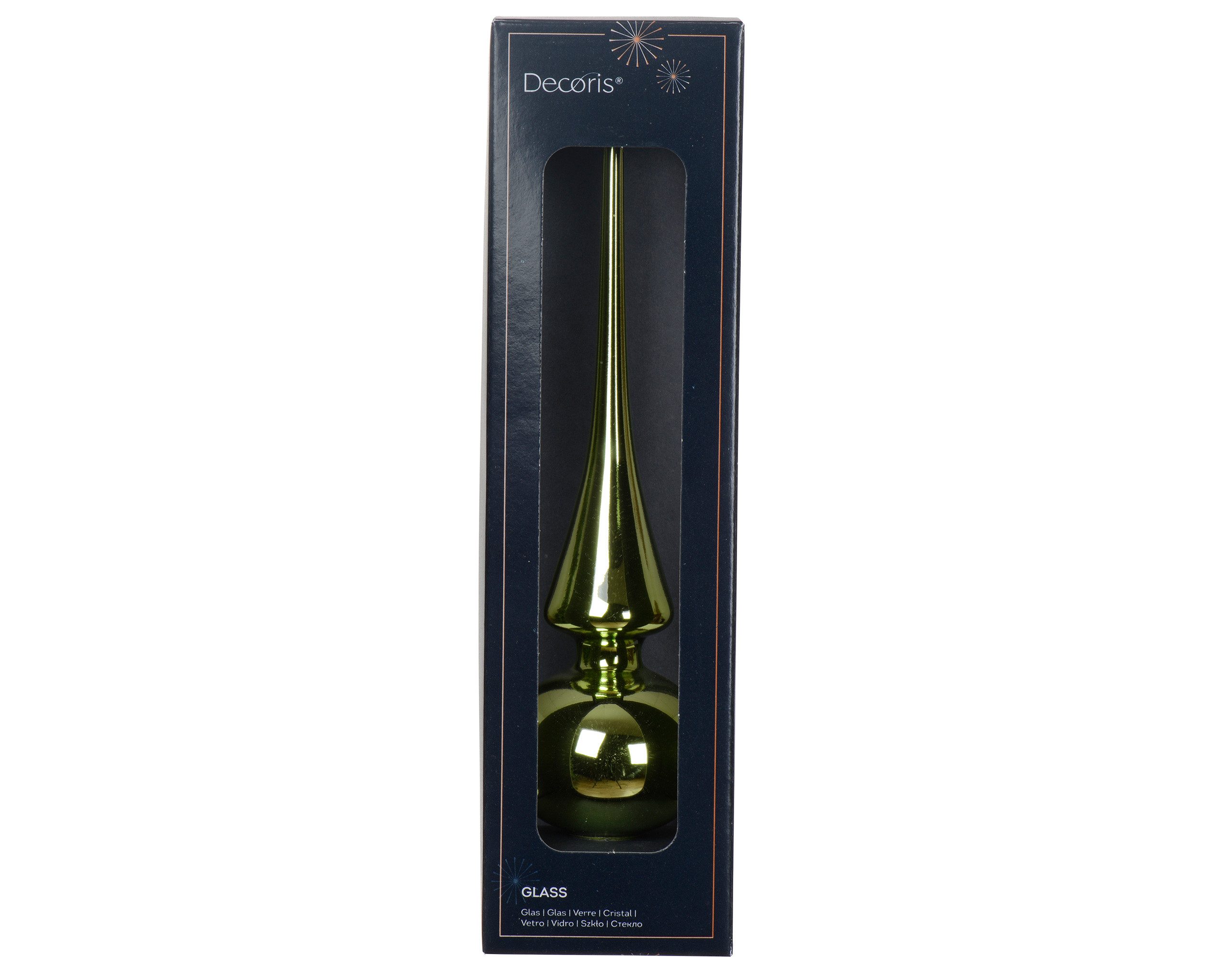 Kaemingk Christbaumspitze, Christbaumspitze Glas 26cm - Grüntee glänzend