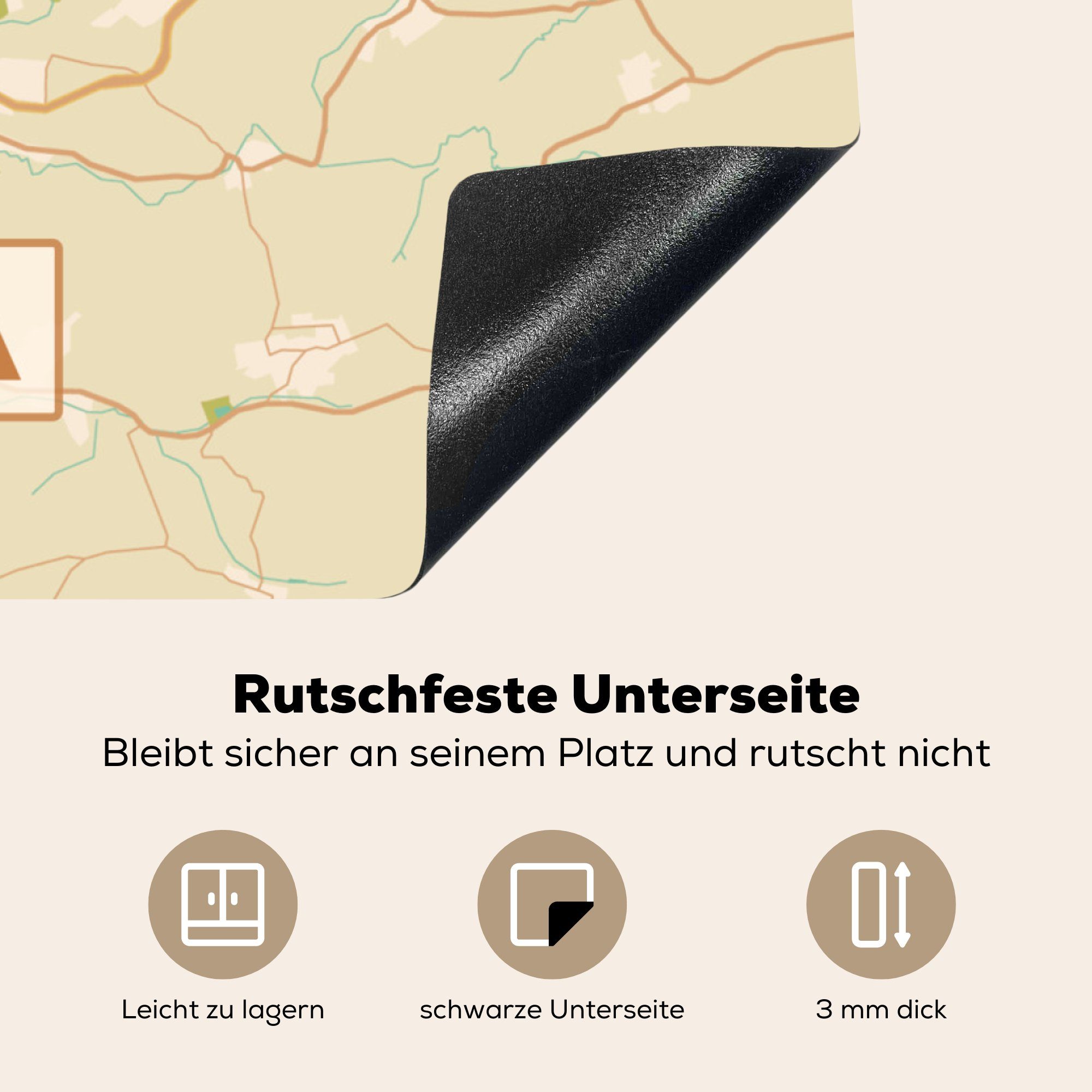 küche - 78x78 Vinyl, Vintage Stadtplan, cm, Ceranfeldabdeckung, tlg), Karte Gera - für Herdblende-/Abdeckplatte - von Stadtplan (1 Arbeitsplatte MuchoWow