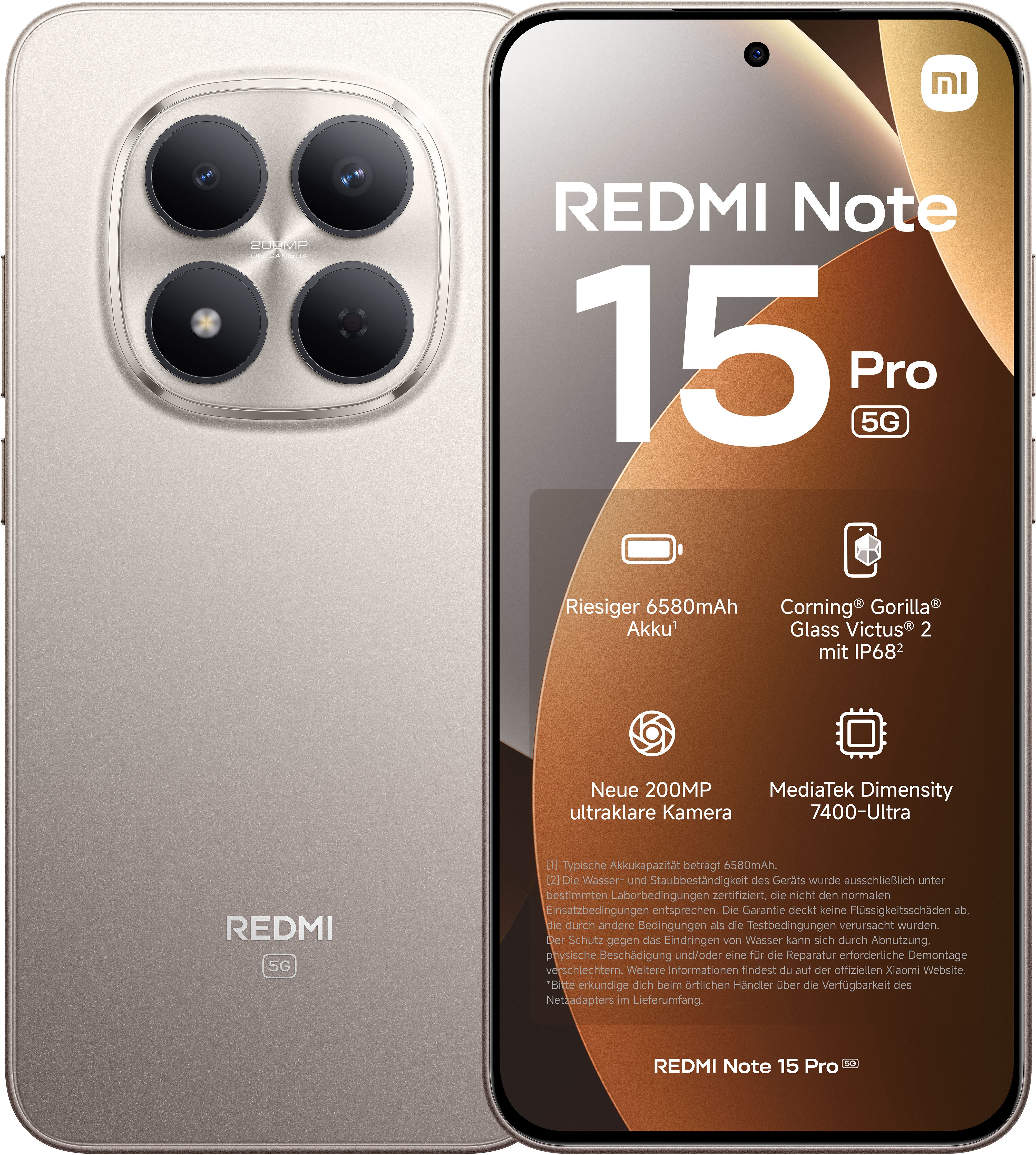 Xiaomi Redmi Note 15 Pro 5G 8+256 Smartphone (17,34 cm/6,83 Zoll, 256 GB Speicherplatz, 200 MP Kamera)