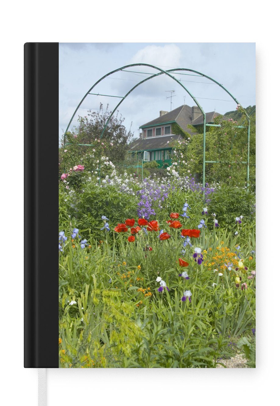 MuchoWow Notizbuch Monets Haus in mit 98 Tagebuch, bunten Garten Notizheft, Frankreich, A5, im Merkzettel, Haushaltsbuch Giverny, Journal, Blumen Seiten