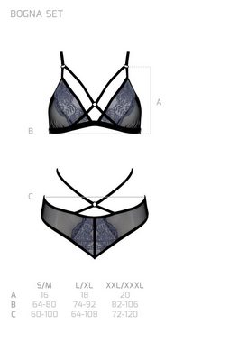 Avanua Set: Bügel-BH Dessous-Set Bogna schwarz-blau BH + String Tüll (Set)