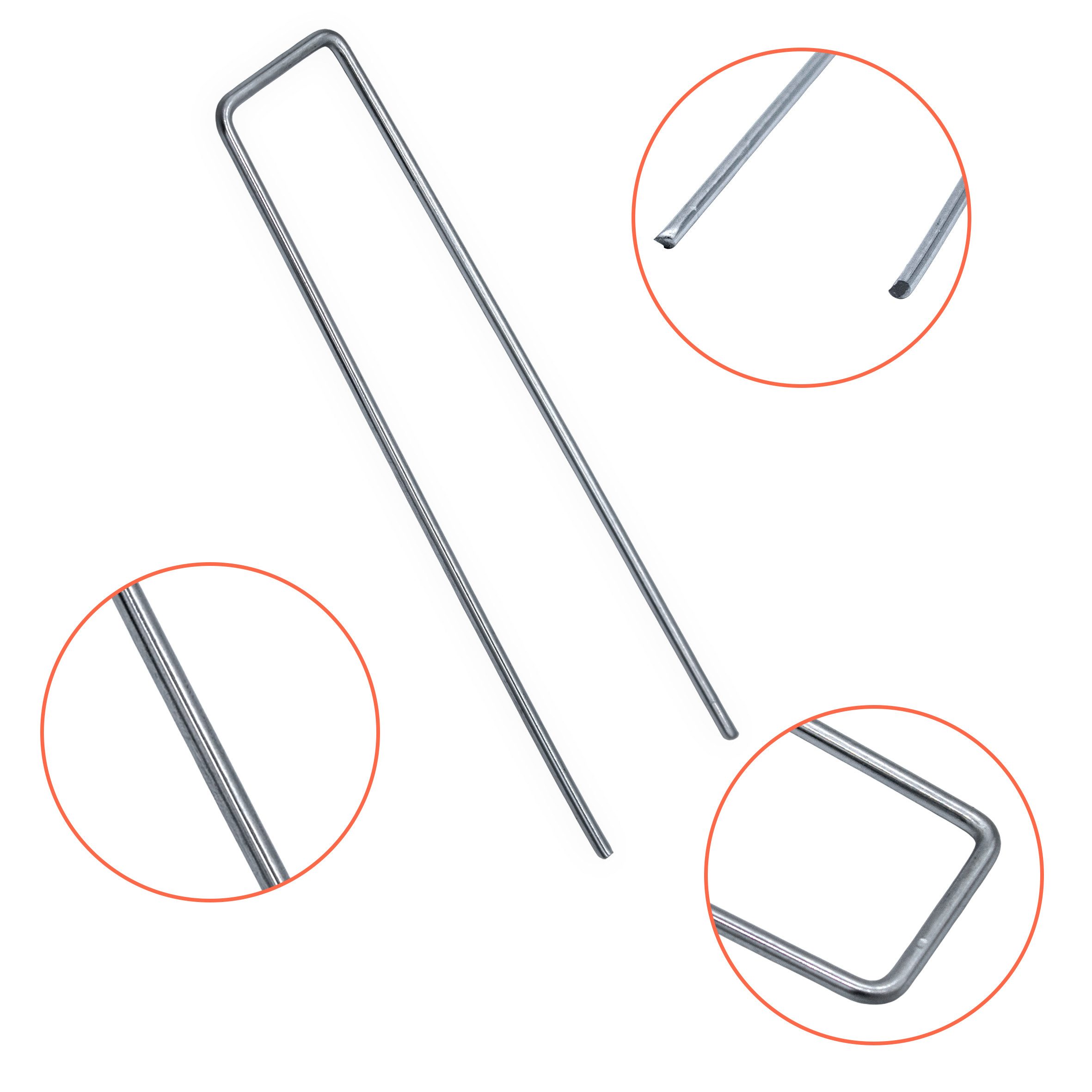 Spetebo Bodenanker Metall Erdanker silber 15 x 3 cm - 100 Stück, für Kunstrasen, Gartenvlies, Zelte, zum Einstecken in den Boden, (Set, 100-St., Bodenanker), Bodenanker für Kunstrasen und Unkrautvlies
