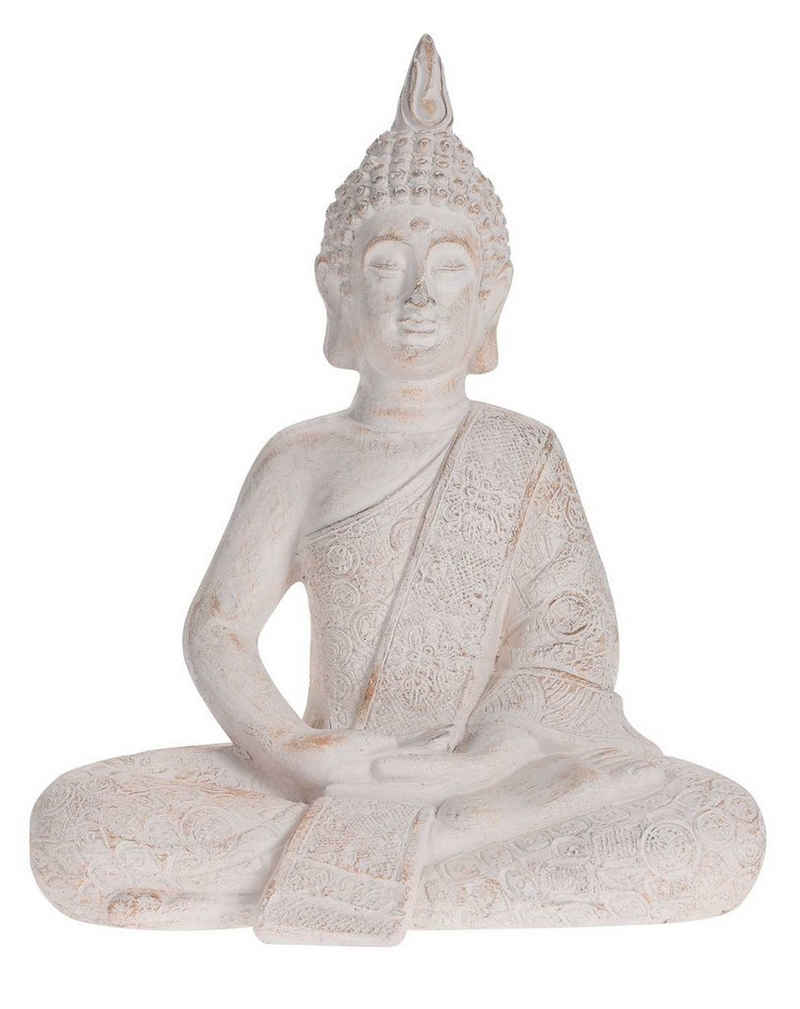 Buddhafigur TEBIT, Creme-Weiß, B 29,5 cm, aus Polyesterharz