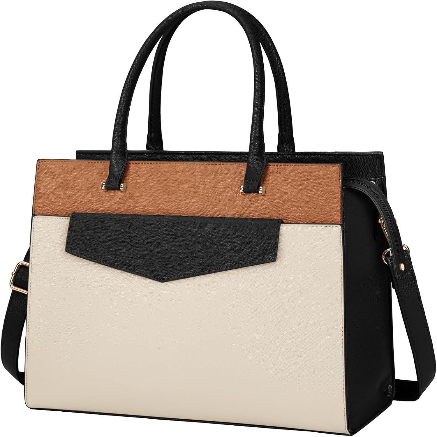 Handtasche Handtasche Damen Umhängetasche 15.6 Zoll PU-Leder Laptop Wasserdicht