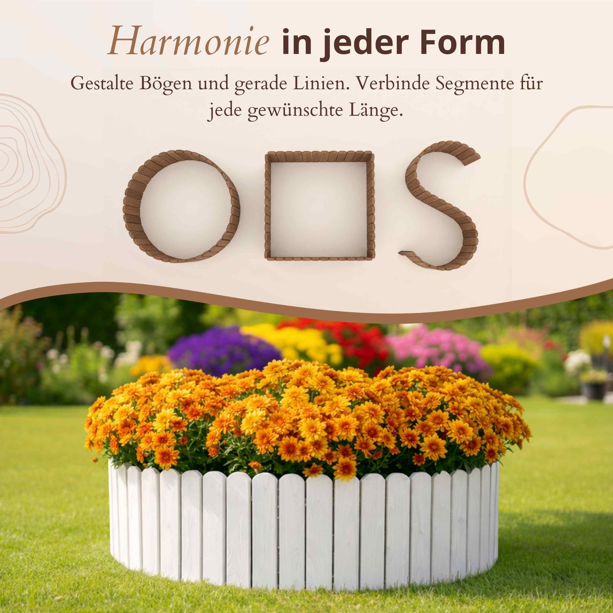 Floranica Beetbegrenzung Beeteinfassung Beetumrandung Rasenkante Umrandung Flexibler Rollborder, LxH: 200x10 cm, 1 Stk., Weiß, für Garten, Rindenmulch, Blumenbe – Bild 4 von 5