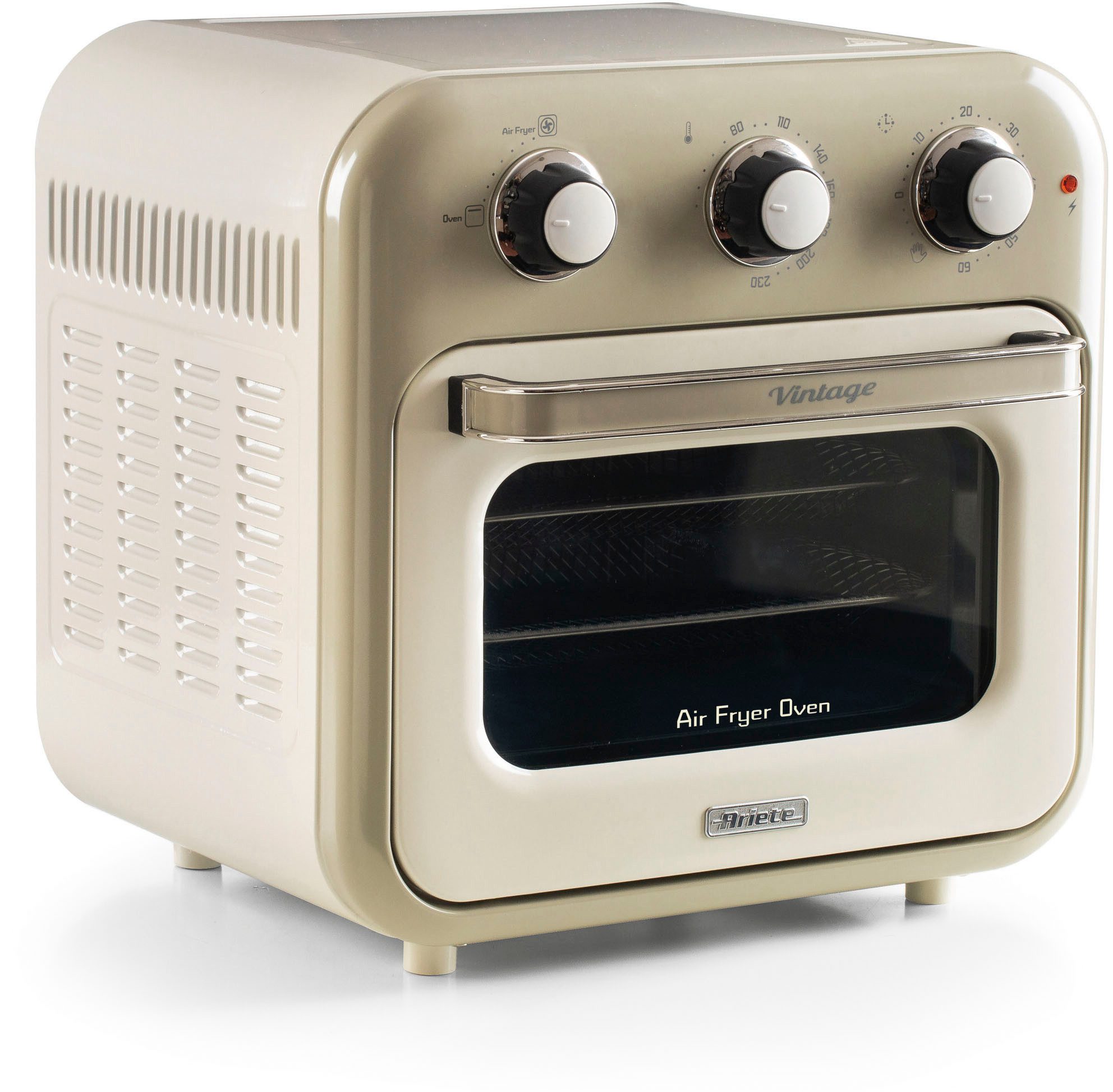 Ariete Heißluftfritteuse 4632CR, 1400 W, Vintage Heißluft-Fritt., Backofen und Rotisserie in Einem, 16 L, cream