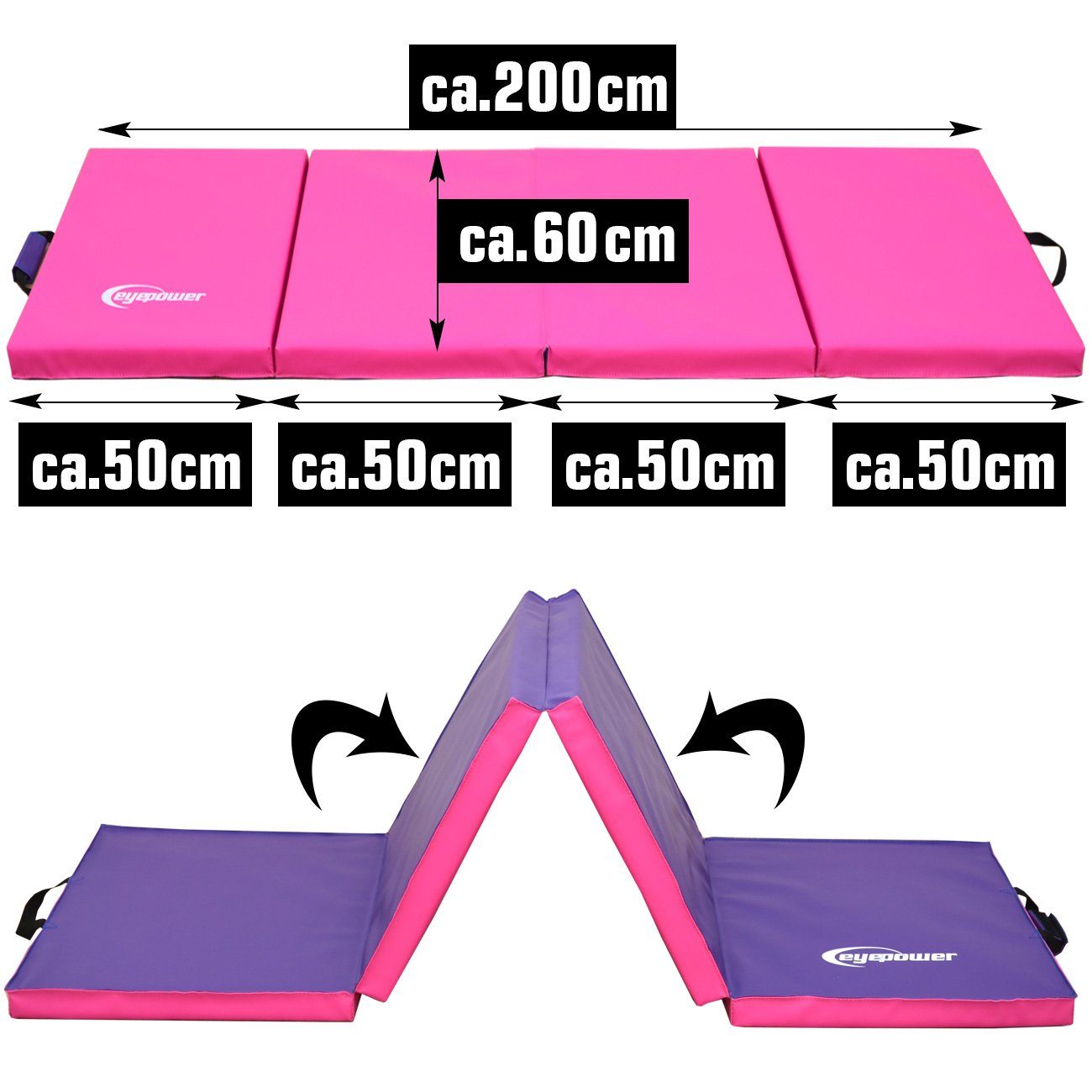 Fitnessmatte Gymnastikmatte pink XL und eyepower Sport-, Bodenmatte, Weichbodenmatte Turn-